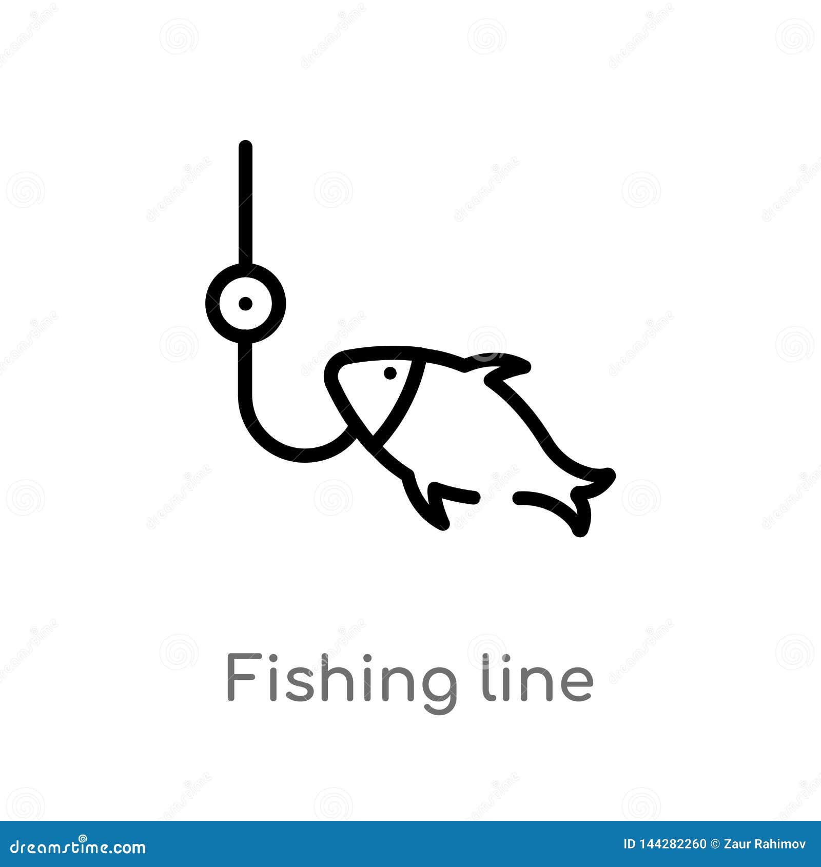 Download Outline Fishing Line Vector Icon. Isolated Black Simple ...