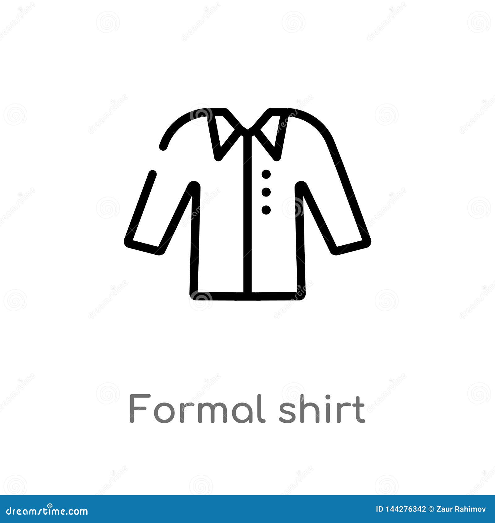 Outline Formal Shirt Vector  Icon Isolated Black Simple 