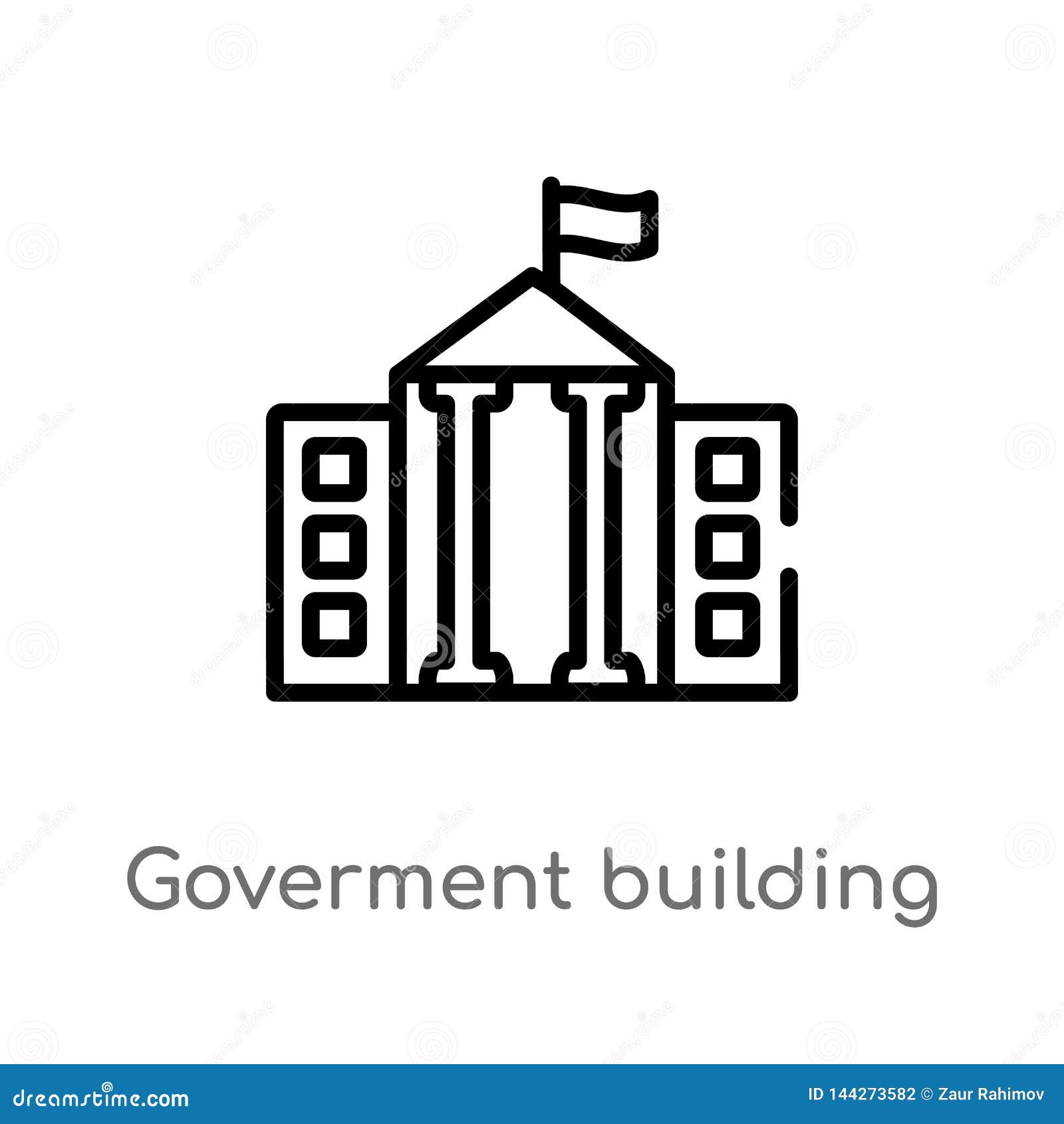 outline goverment building  icon.  black simple line   from buildings concept. editable 