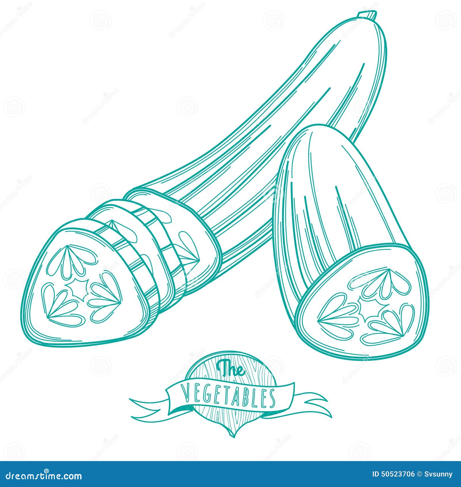 Outline Hand Drawn Sketch of Cucumber (flat Style, Thin Line) Stock Vector  - Illustration of drawn, line: 50523706