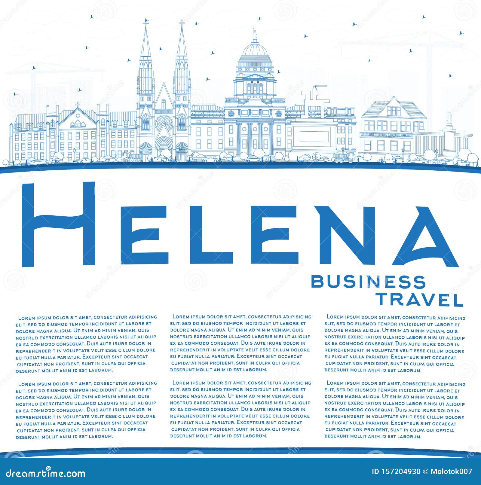 outline helena montana city skyline with blue buildings and copy space