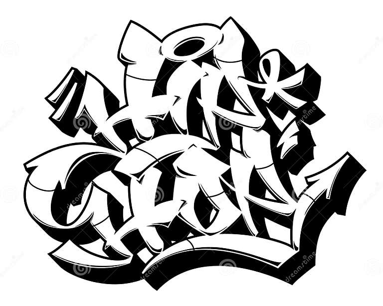 Outline Hip-Hop in Graffiti Style Stock Vector - Illustration of spray ...