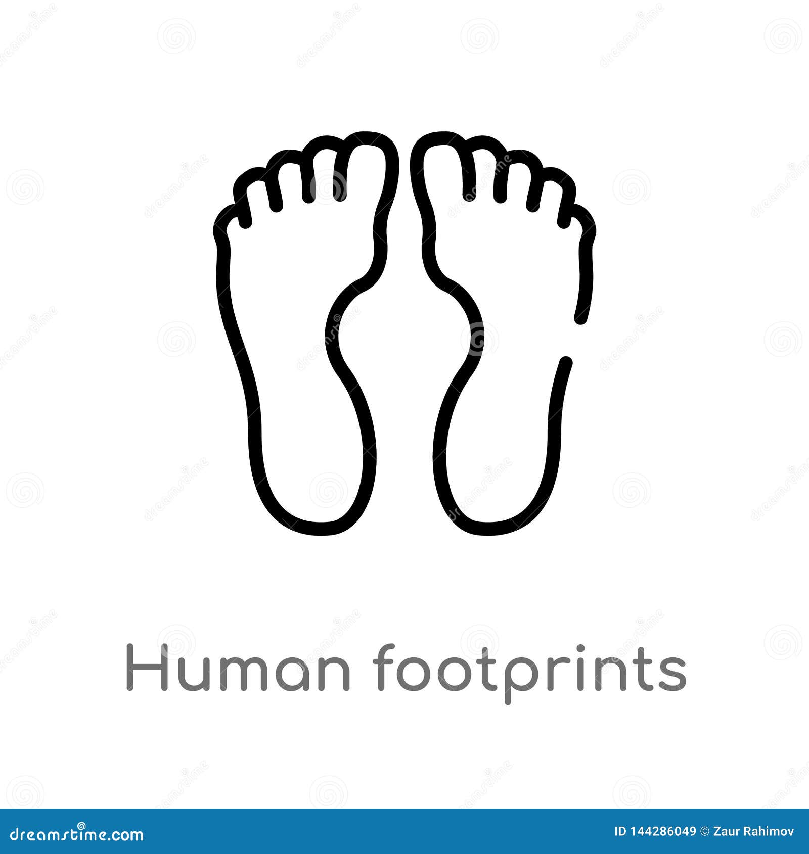 Outline Human Footprints Vector Icon. Isolated Black Simple Line ...