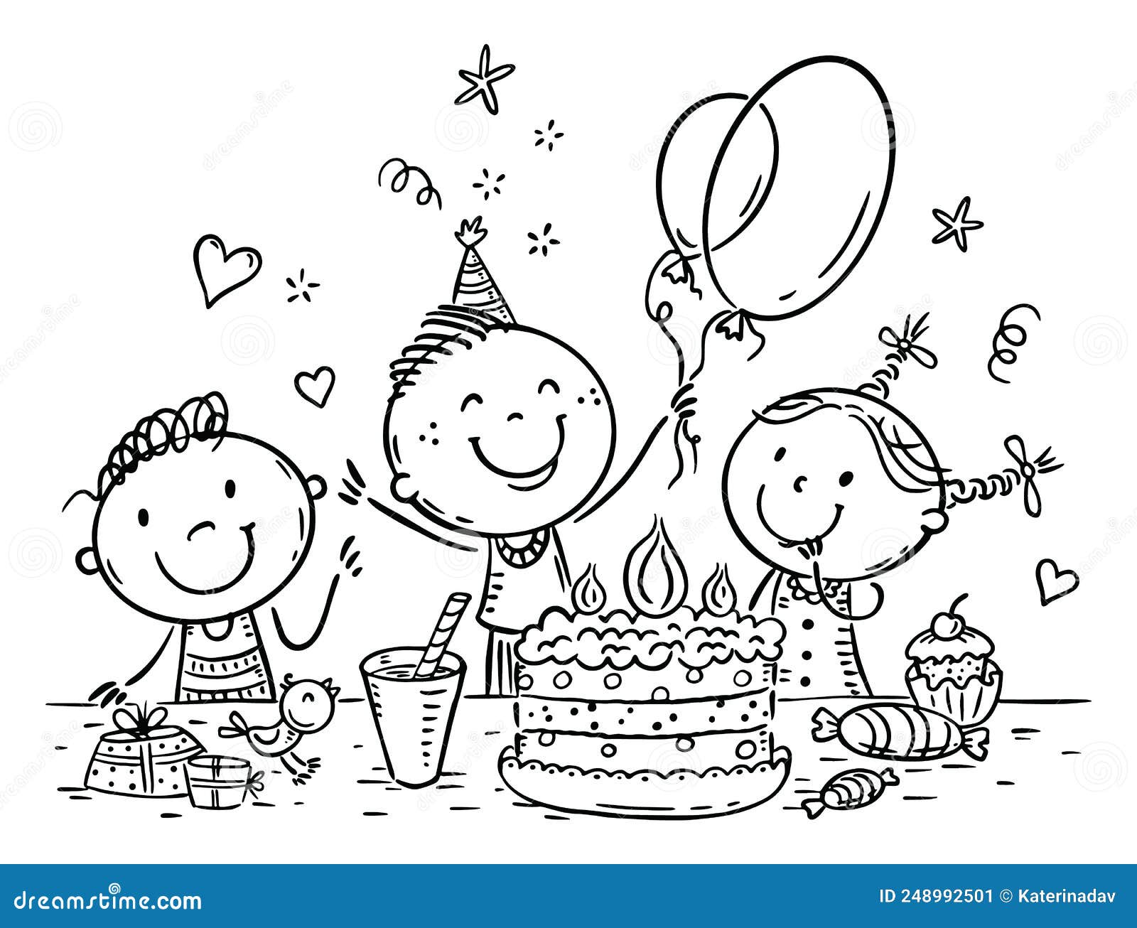 Childlike Drawing Birthday Party Family Stock Illustration 1441055417 |  Shutterstock
