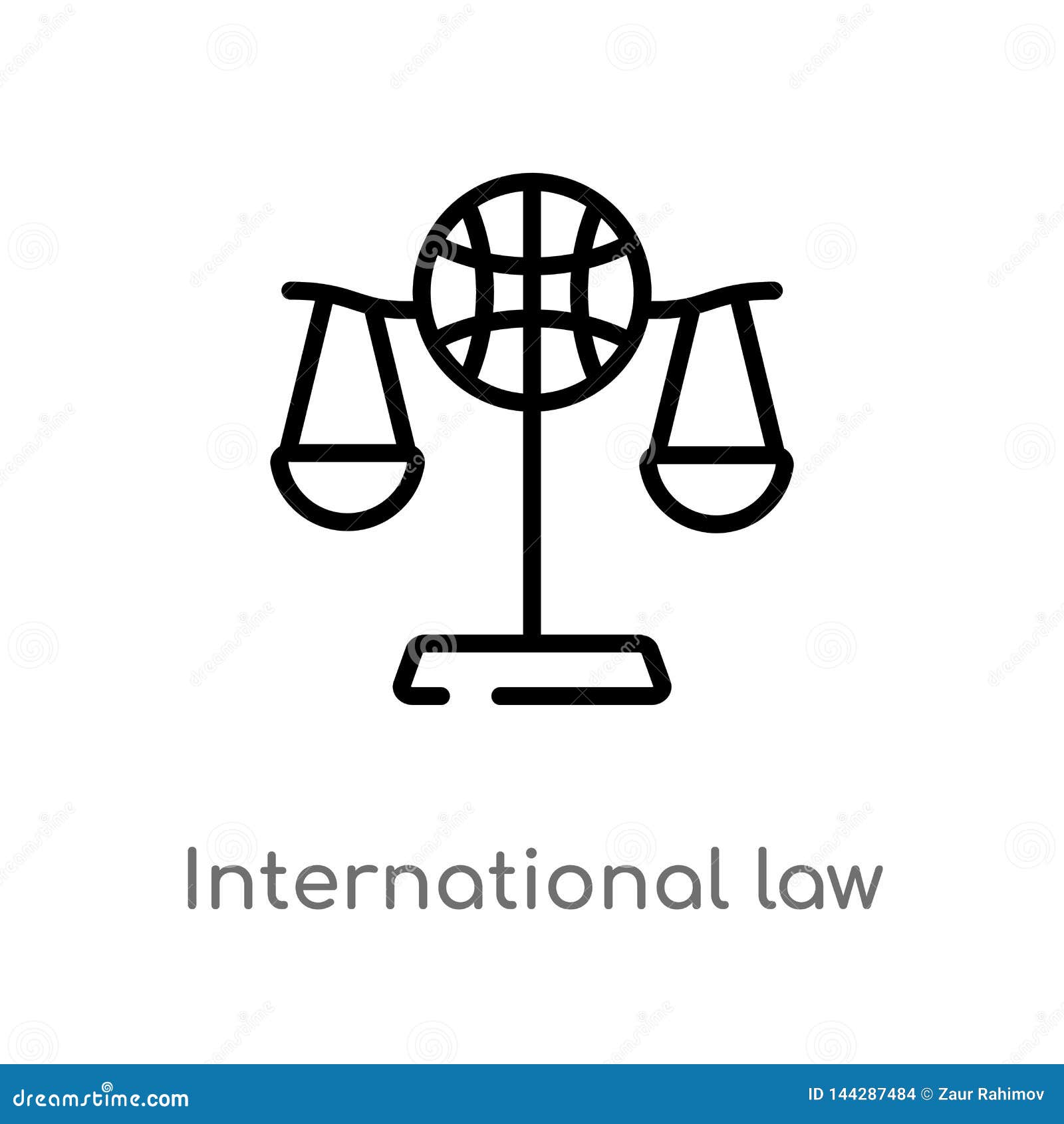 Download Outline International Law Vector Icon. Isolated Black Simple Line Element Illustration From Law ...
