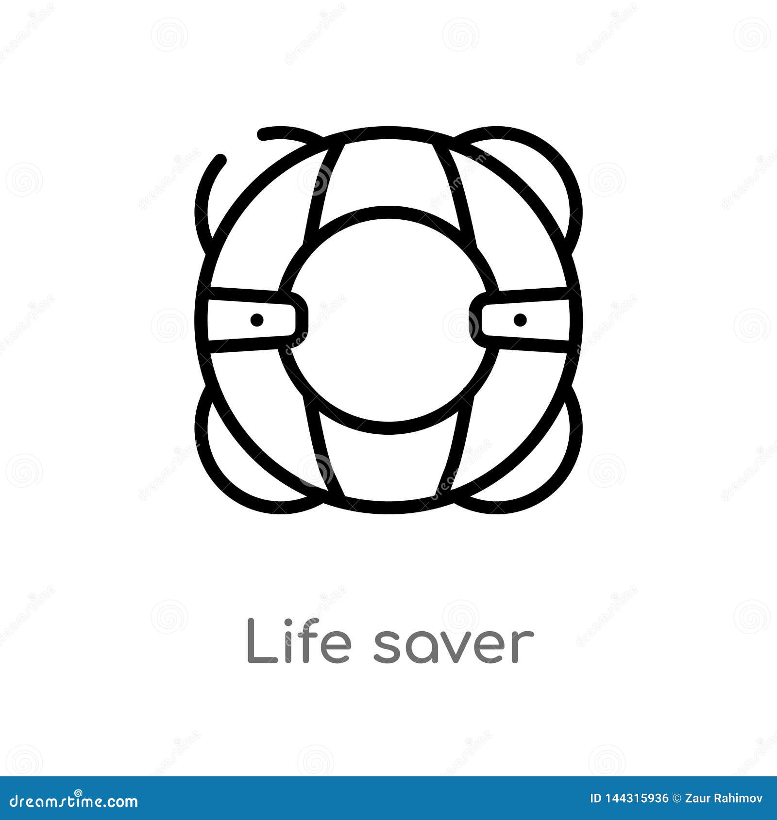Outline Life Saver Vector Icon. Isolated Black Simple Line Element