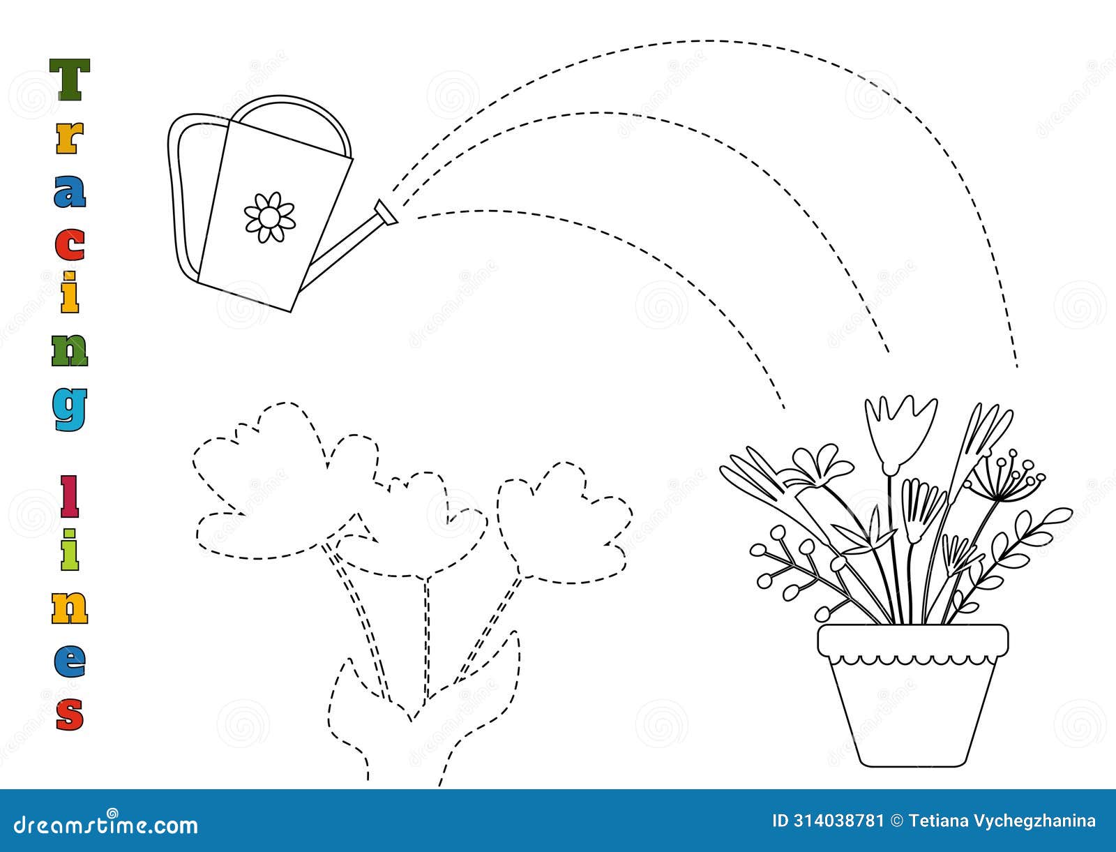 draw a line from watering can to flower