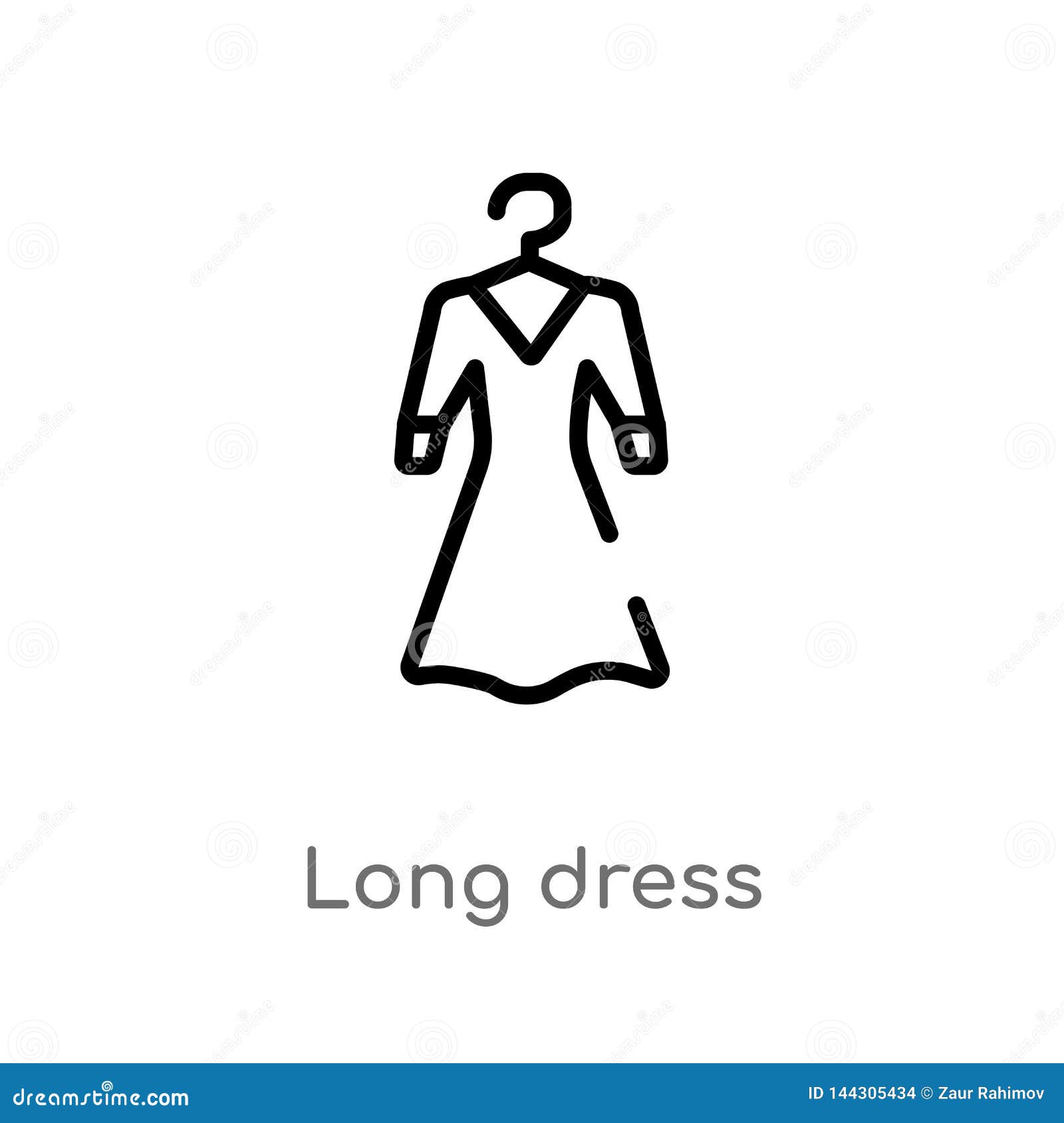 Outline Long Dress Vector Icon. Isolated Black Simple Line Element ...