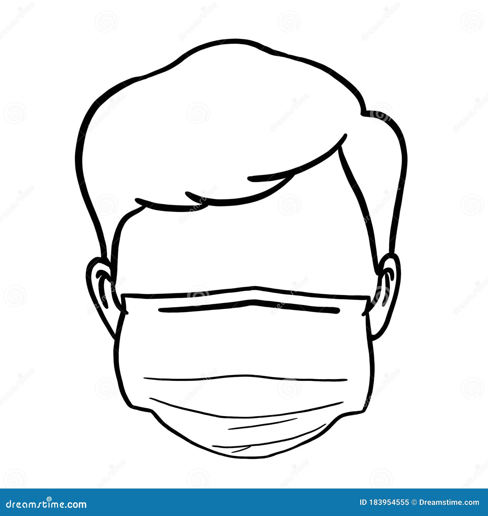 Outline Of Man Wearing Surgical Mask. Stock Illustration