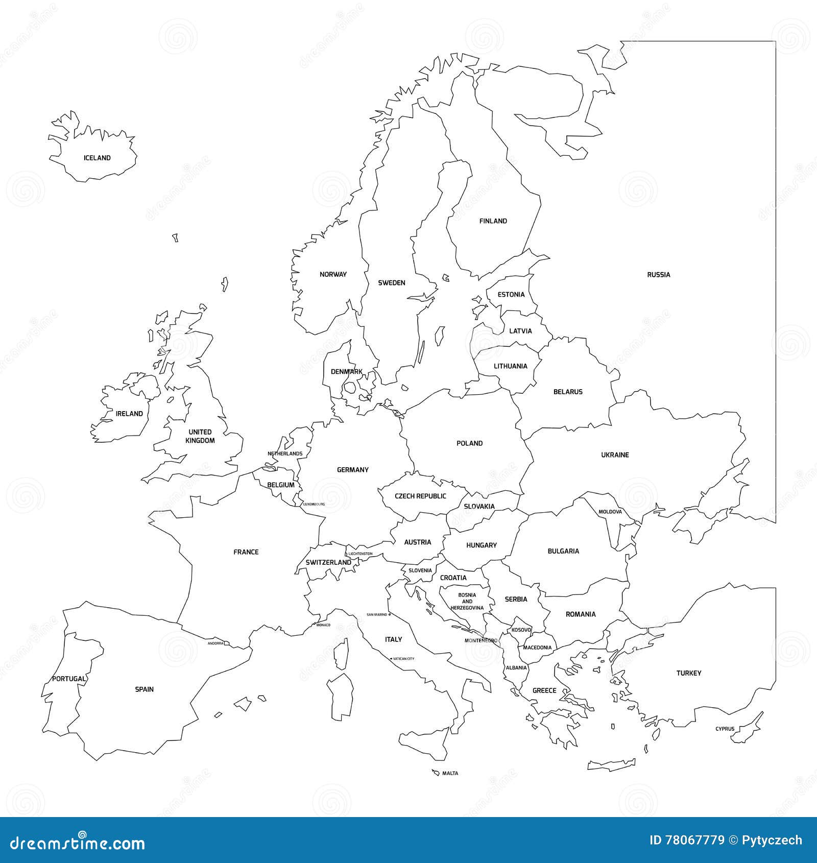Outline Map Of Europe Stock Vector Illustration Of Euro 78067779