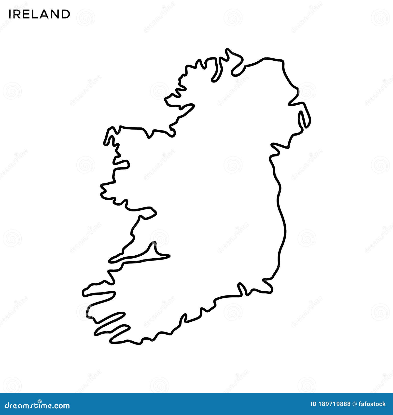 Outline Map of Ireland Vector Design Template. Editable Stroke Stock