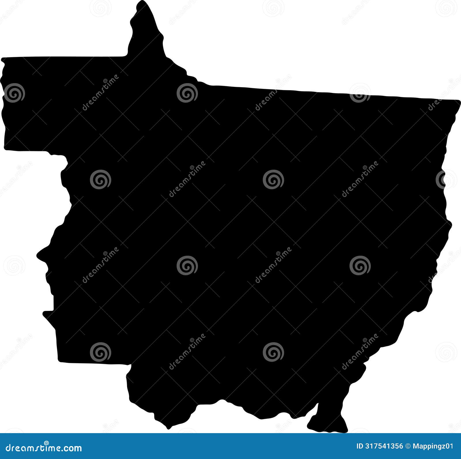 mato grosso brazil silhouette map with transparent background