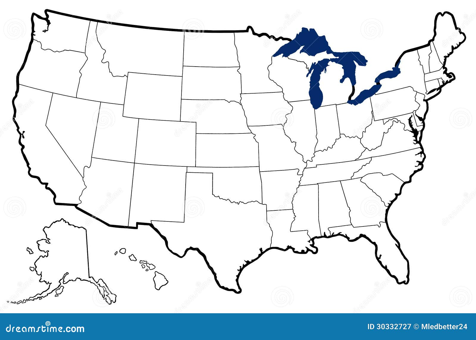 Outline Map Of United States Stock Illustration Illustration Of
