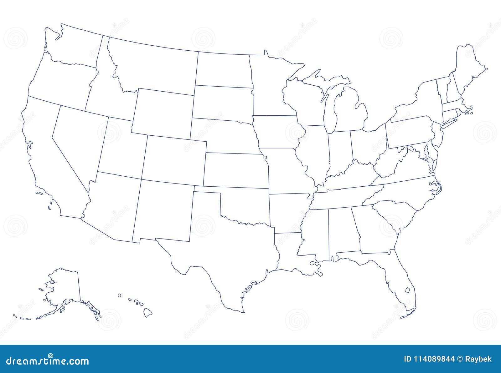 United States Of America Map Stock Illustration Illustration Of Nation Contour 114089844