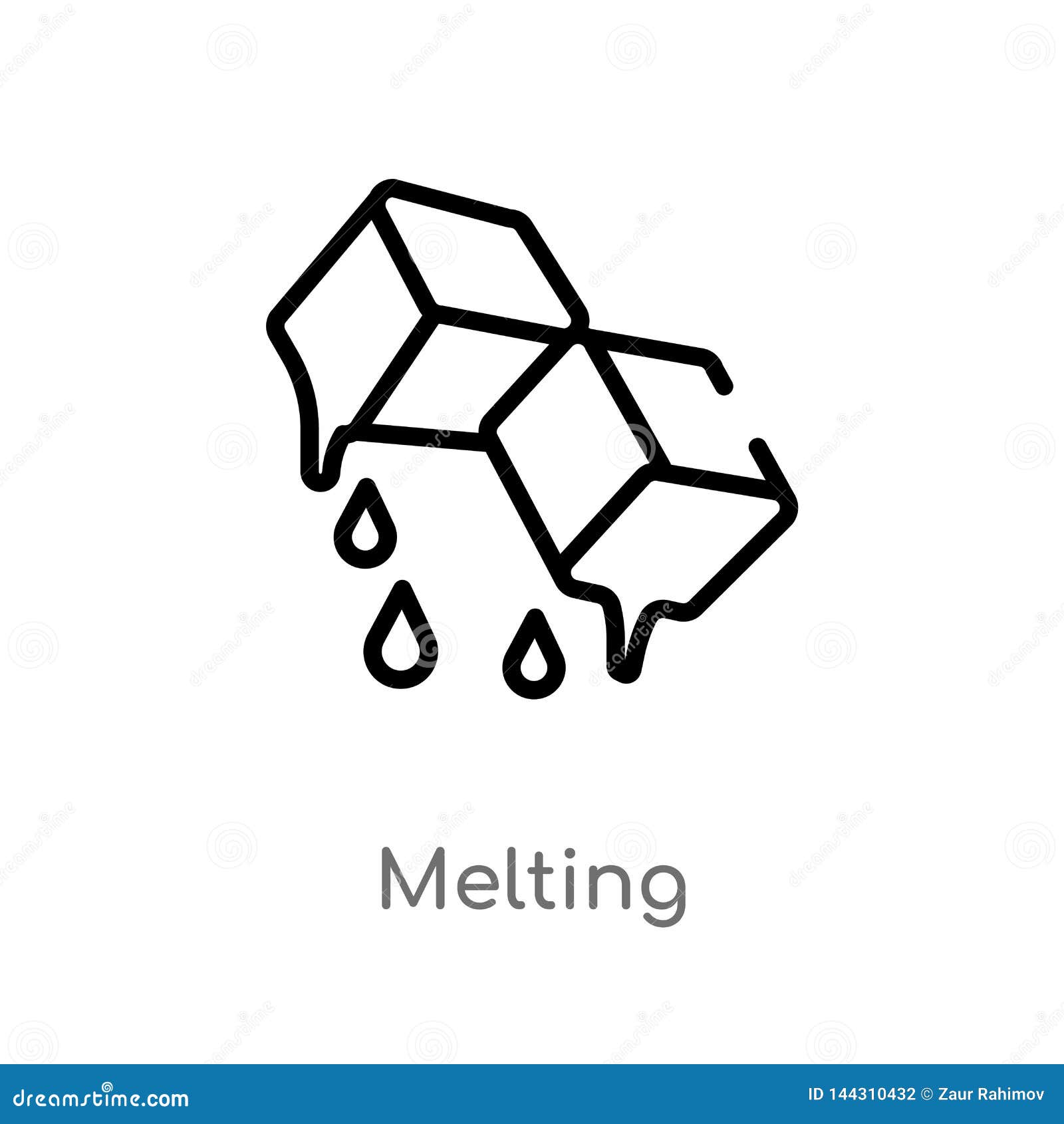 Outline Melting Vector Icon. Isolated Black Simple Line Element