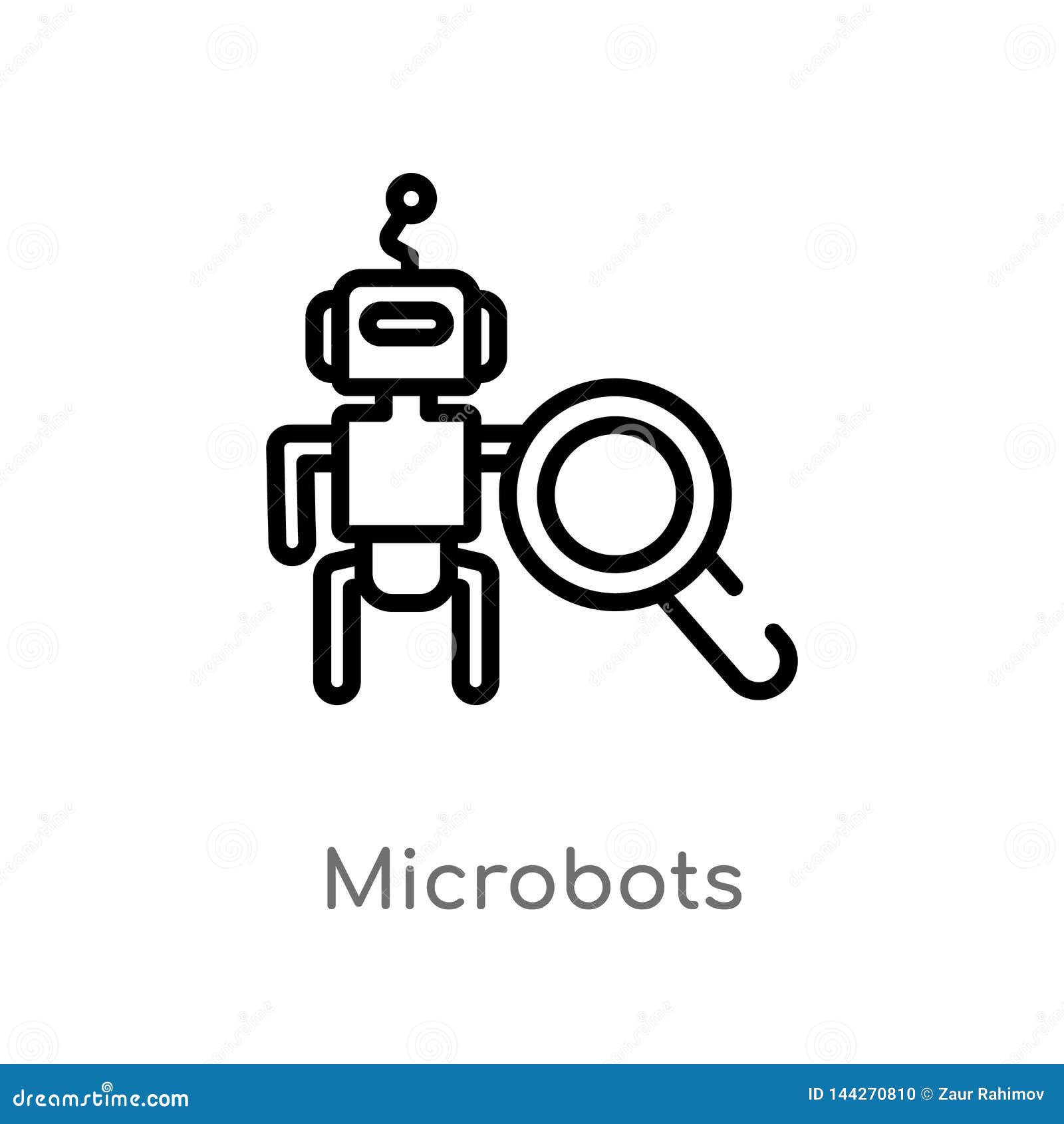outline microbots  icon.  black simple line   from artificial intellegence concept. editable