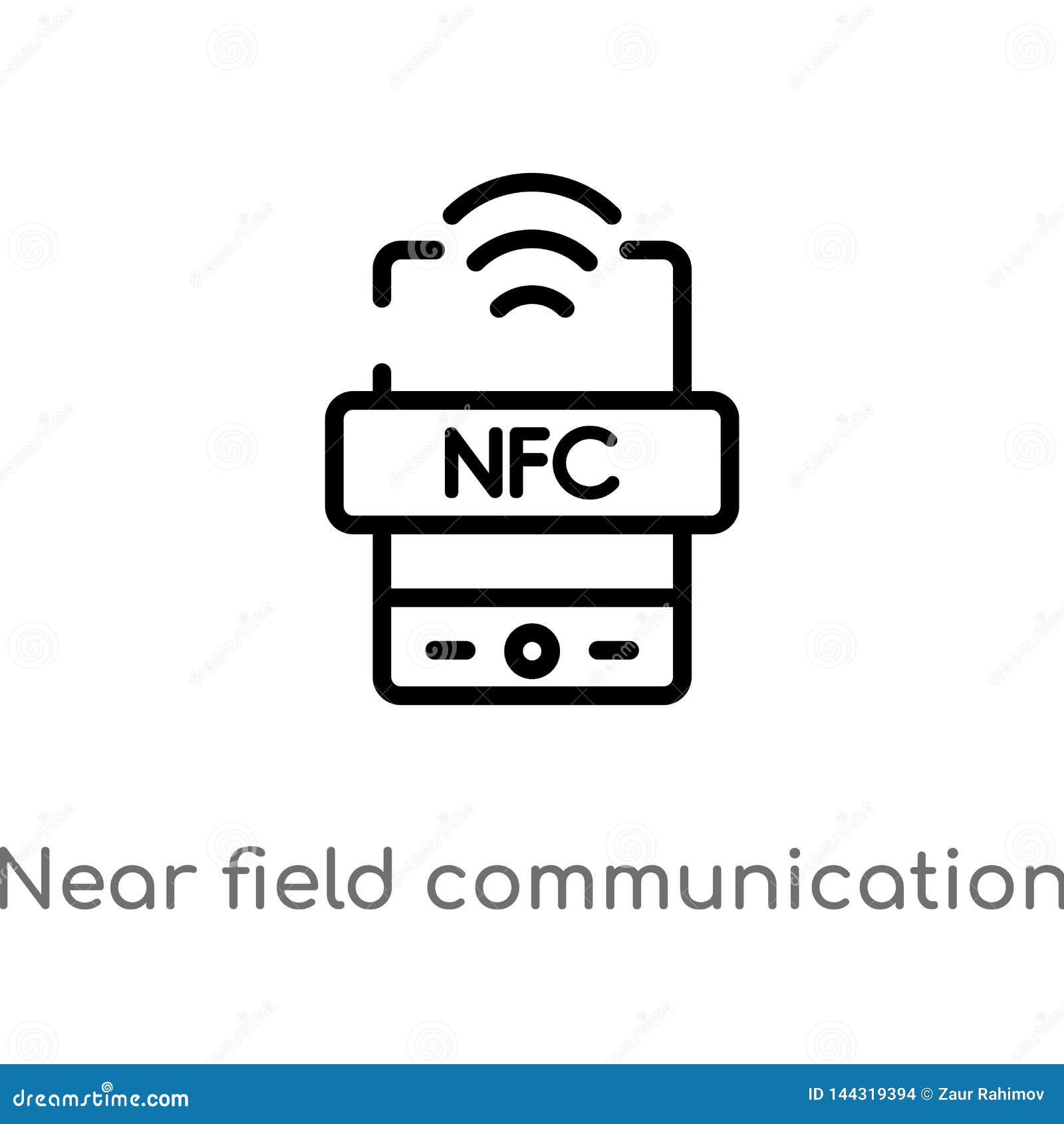 Outline Near Field Communication Vector Icon. Isolated Black Simple