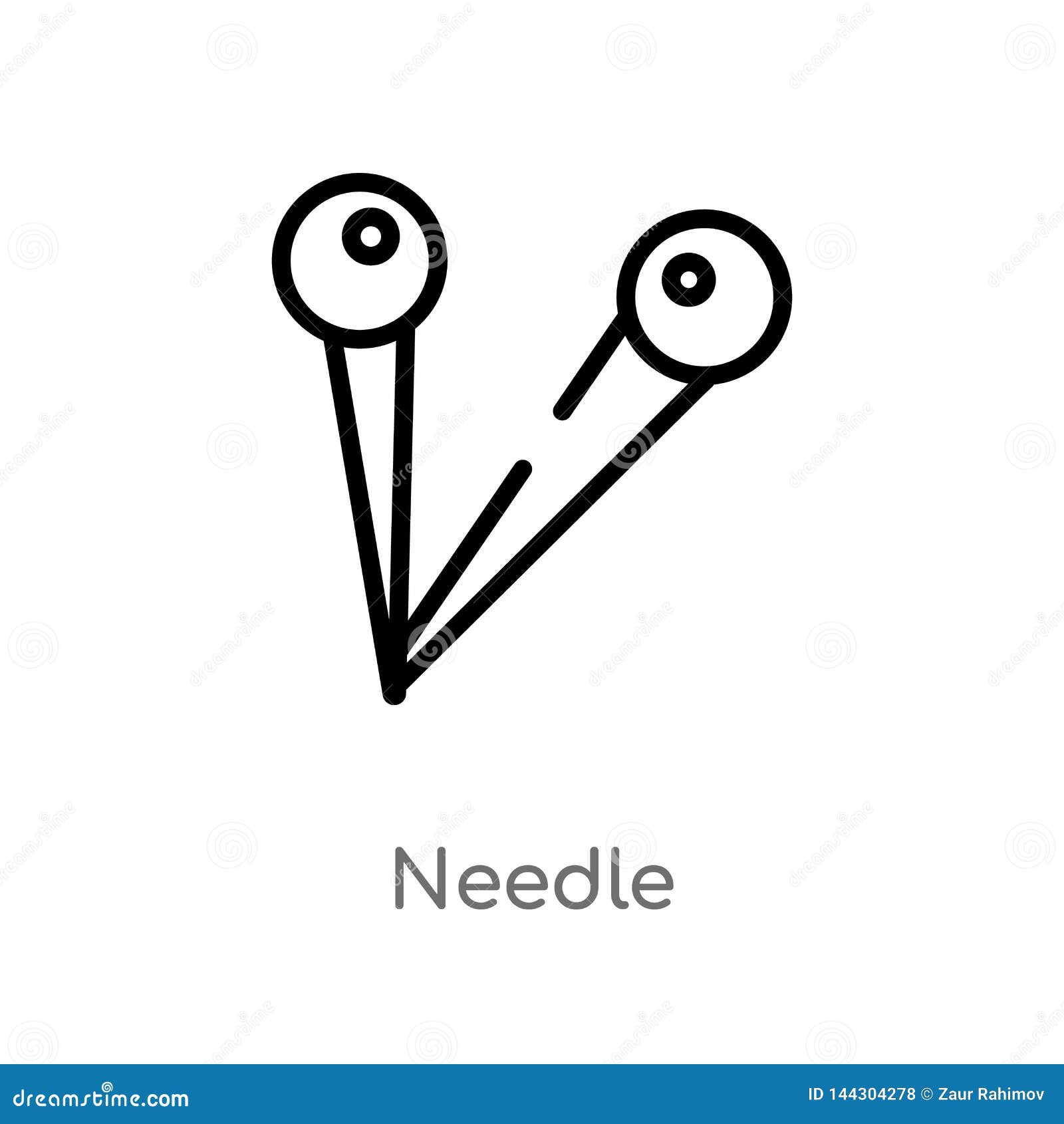 Outline Needle Vector Icon. Isolated Black Simple Line Element ...