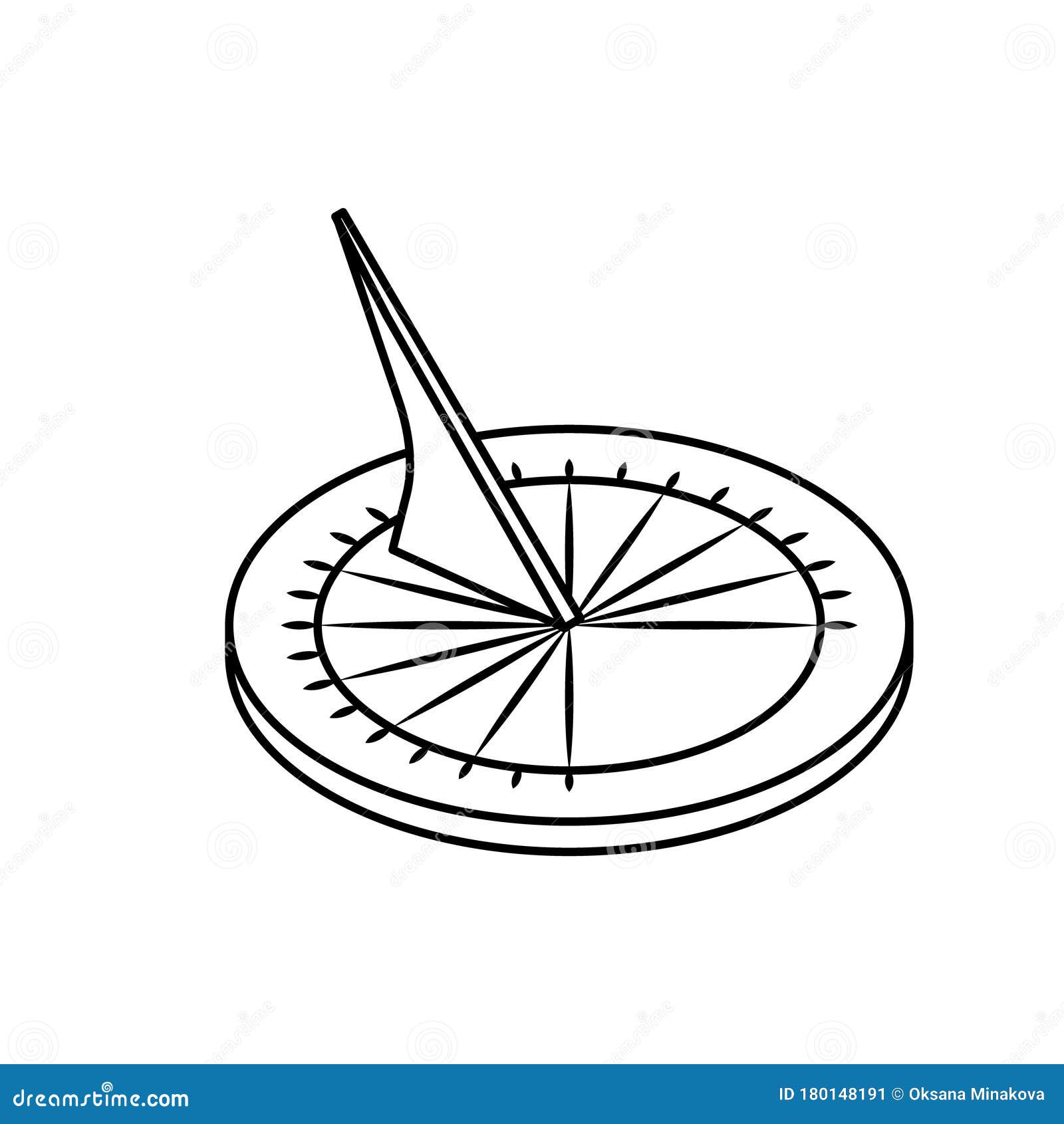 Sundial Line Art Cartoon Vector 184845777