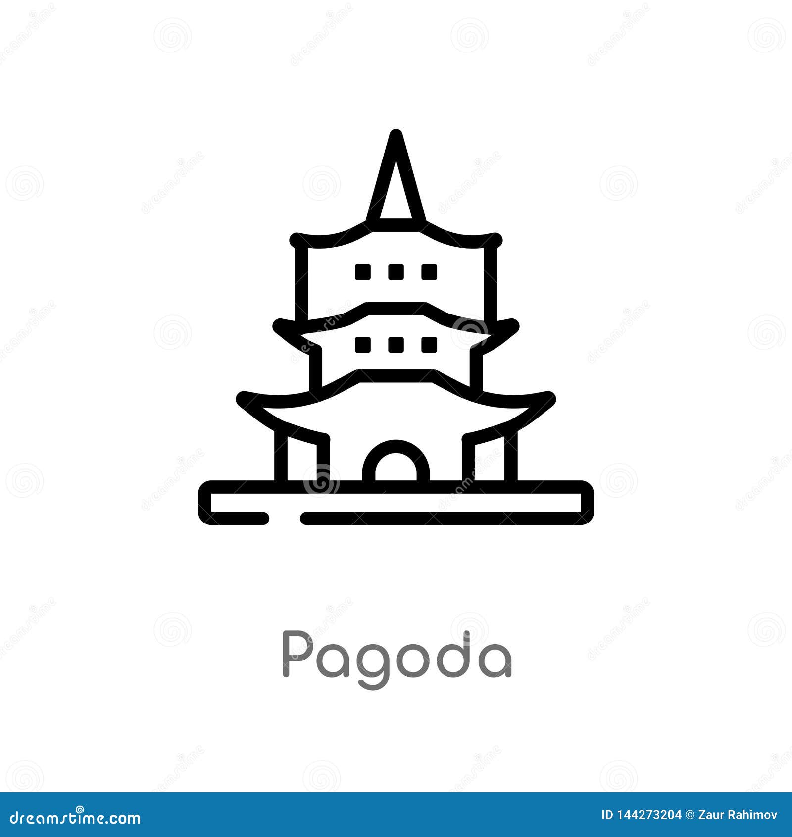 Outline Pagoda Vector Icon Isolated Black Simple Line Element outline-pagoda-vector-icon-isolated-black-simple-line-element