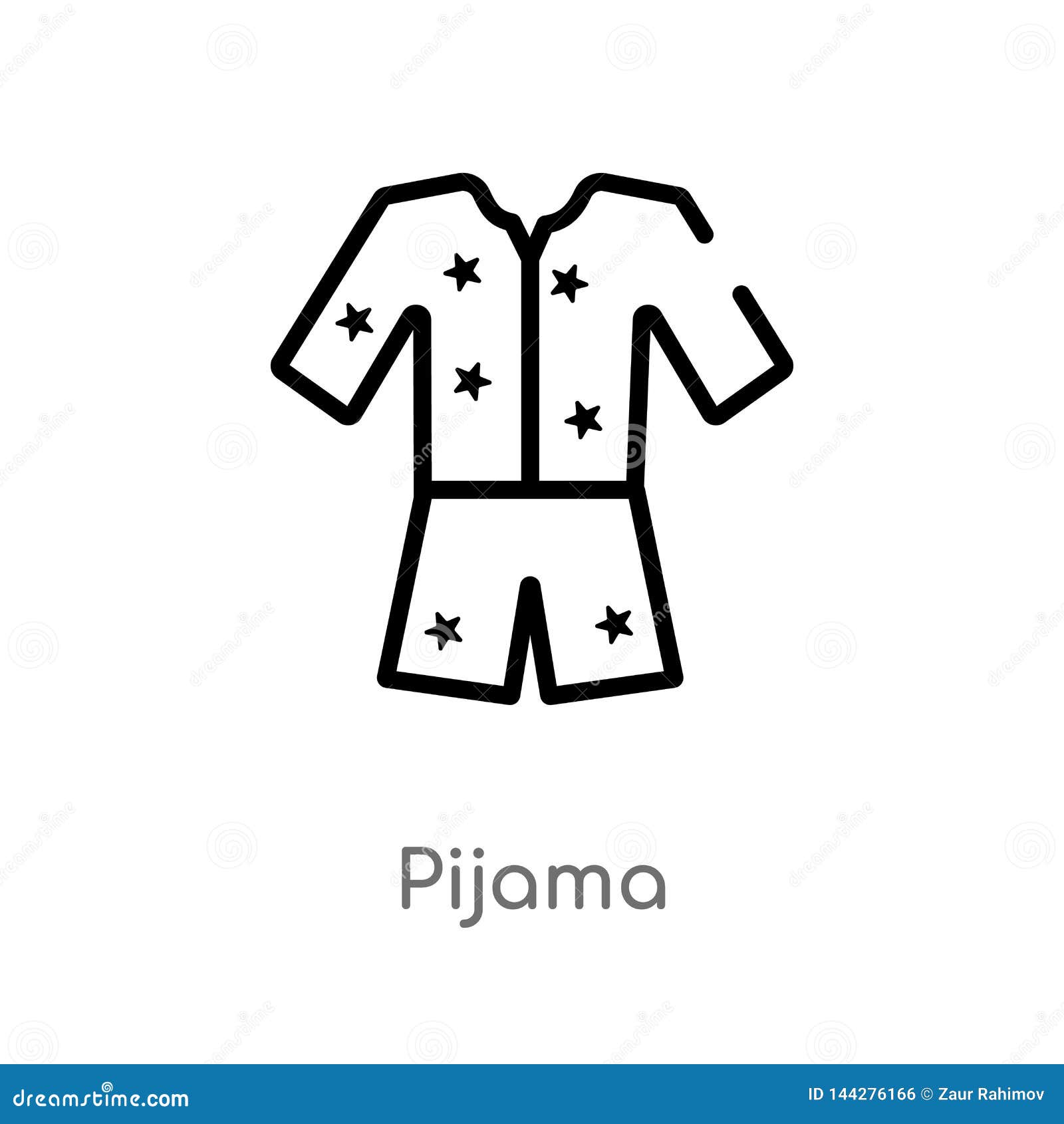 outline pijama  icon.  black simple line   from clothes concept. editable  stroke pijama