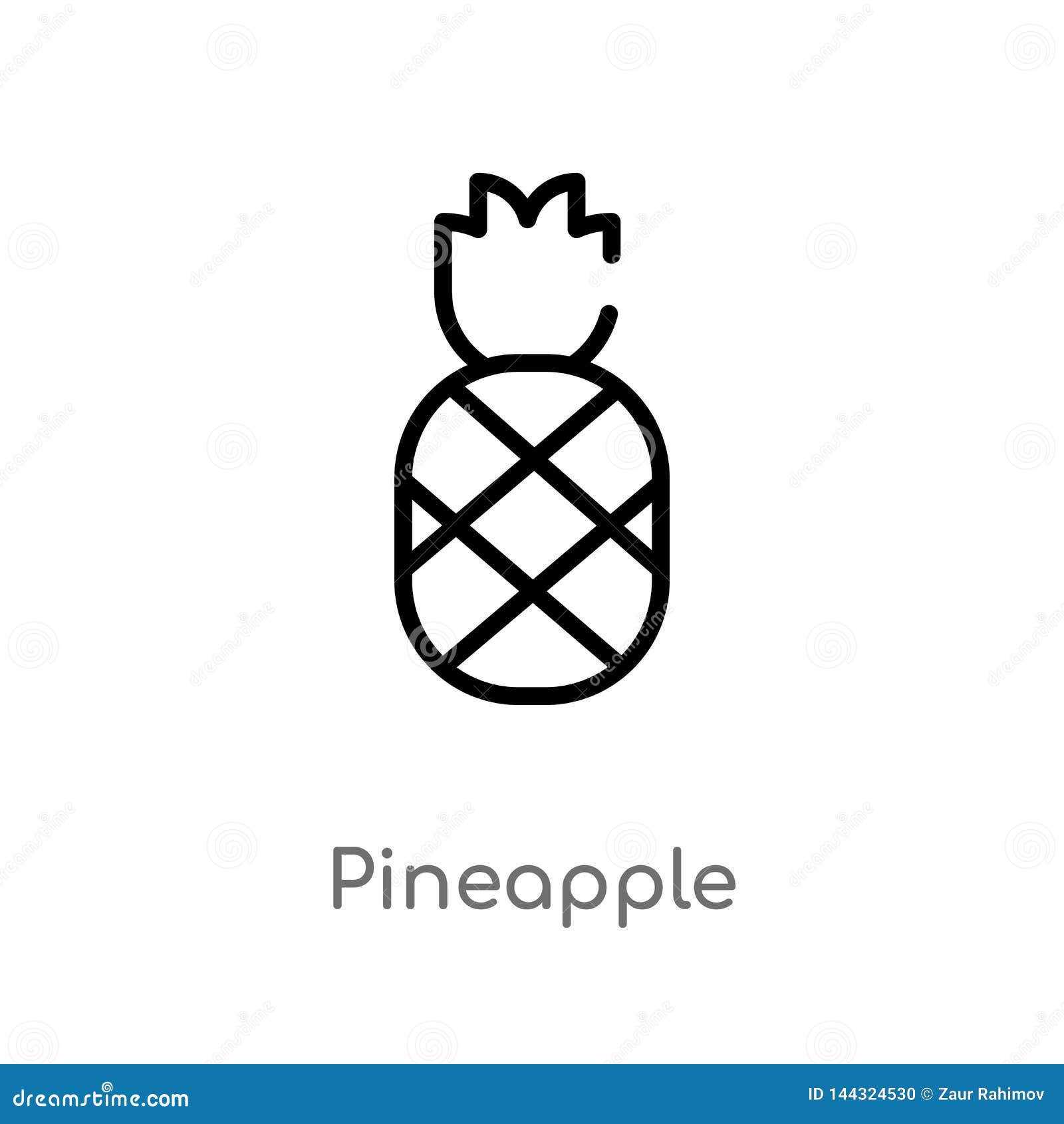 outline pineapple  icon.  black simple line   from brazilia concept. editable  stroke