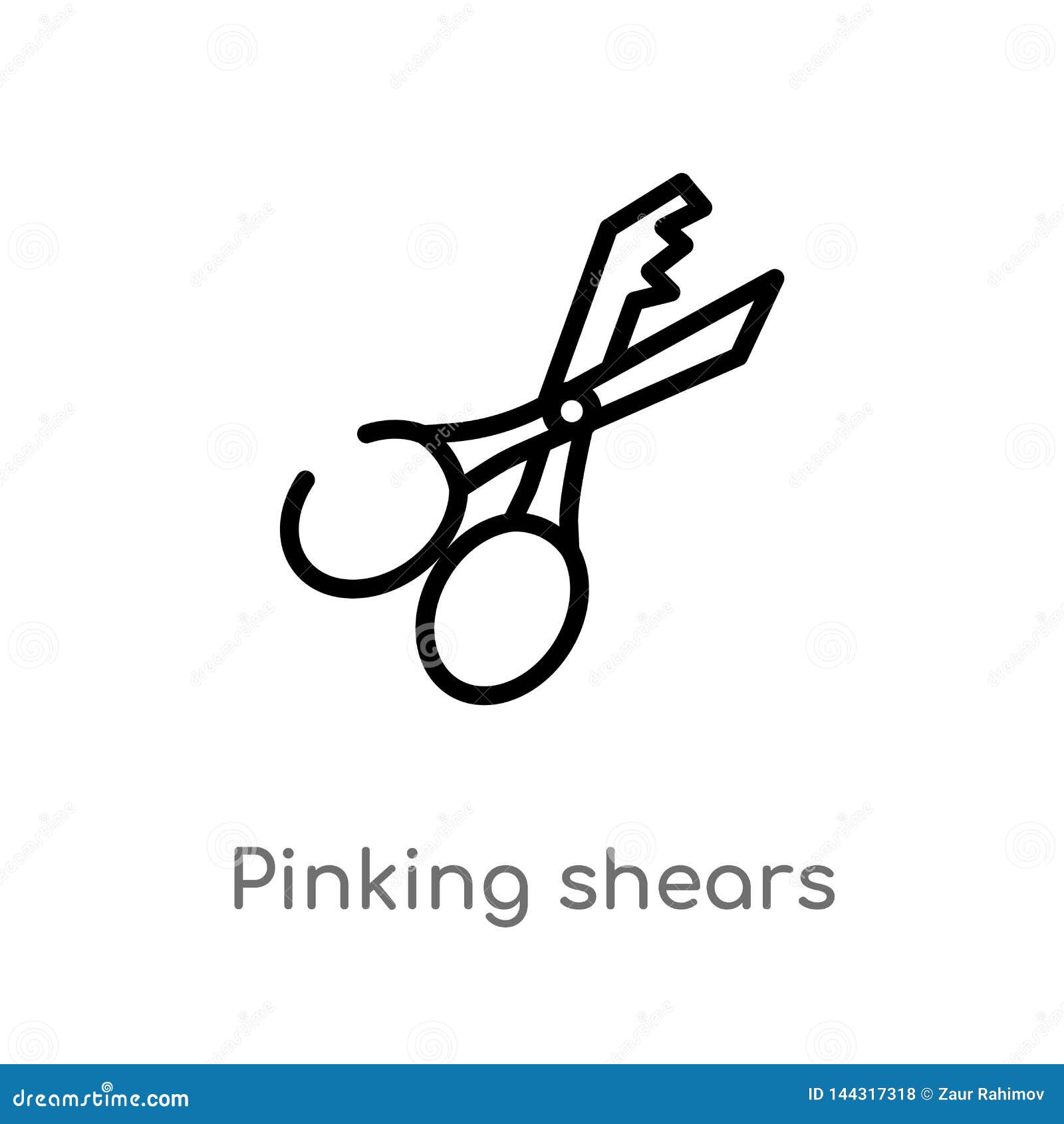 Outline Pinking Shears Vector Icon. Isolated Black Simple Line Element
