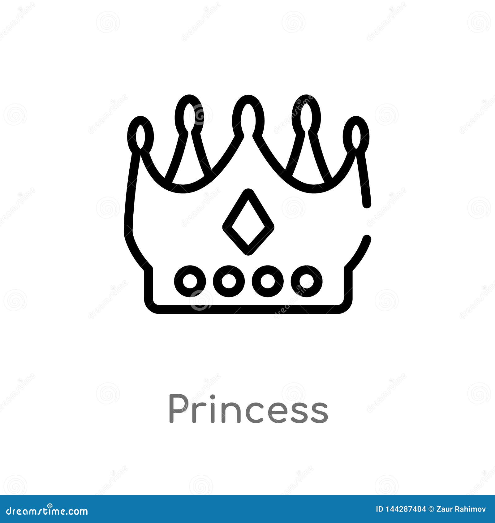 Download Outline Princess Vector Icon. Isolated Black Simple Line ...