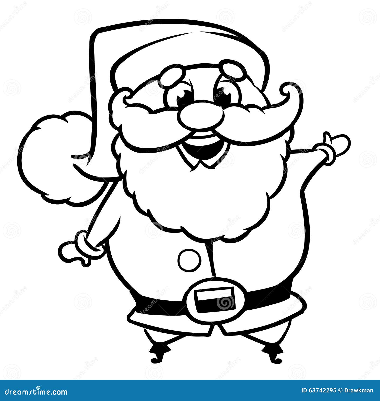 Outline Of A Santa Claus Christmas Character Line Art Stock