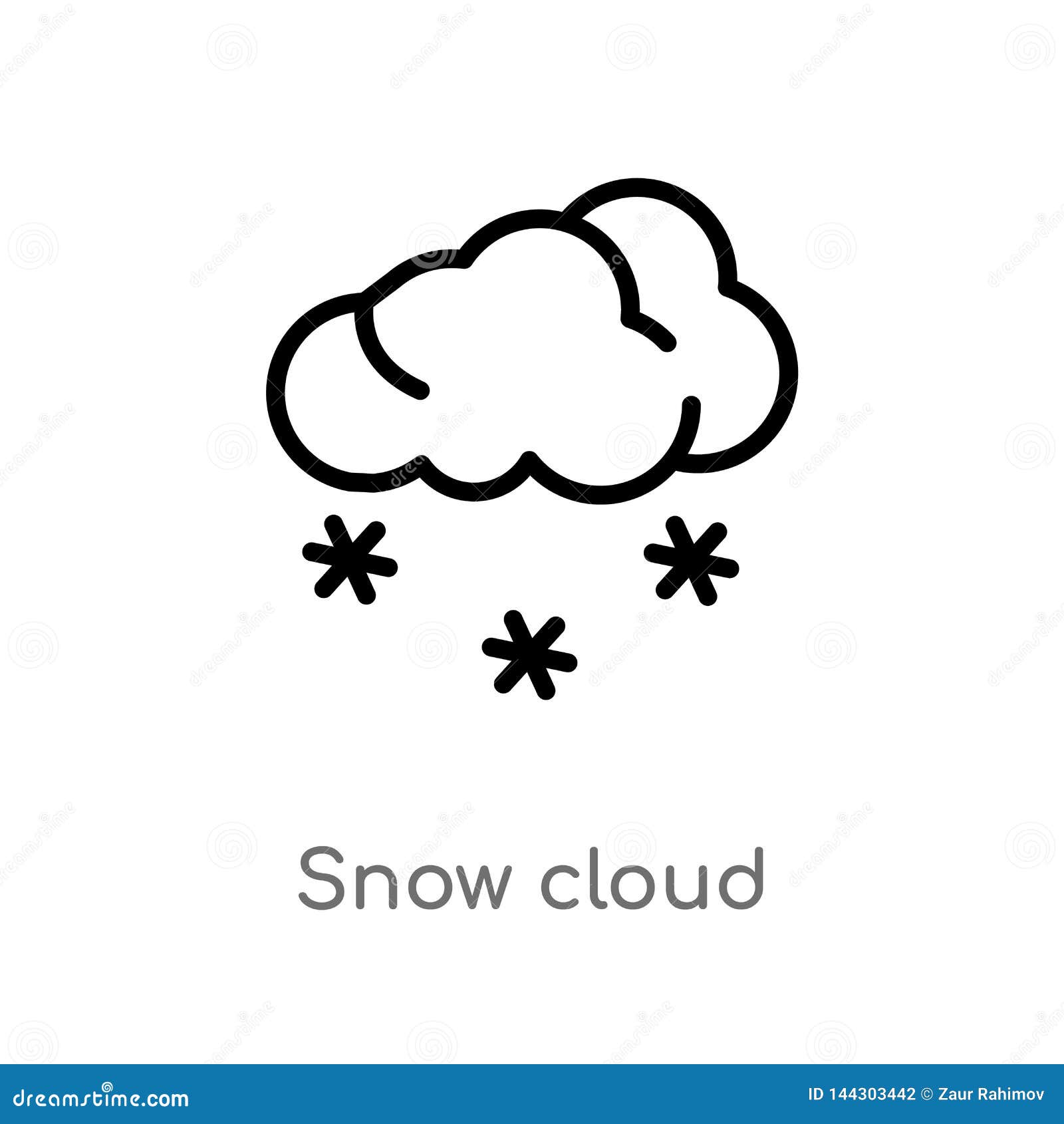 Download Outline Snow Cloud Vector Icon. Isolated Black Simple Line ...