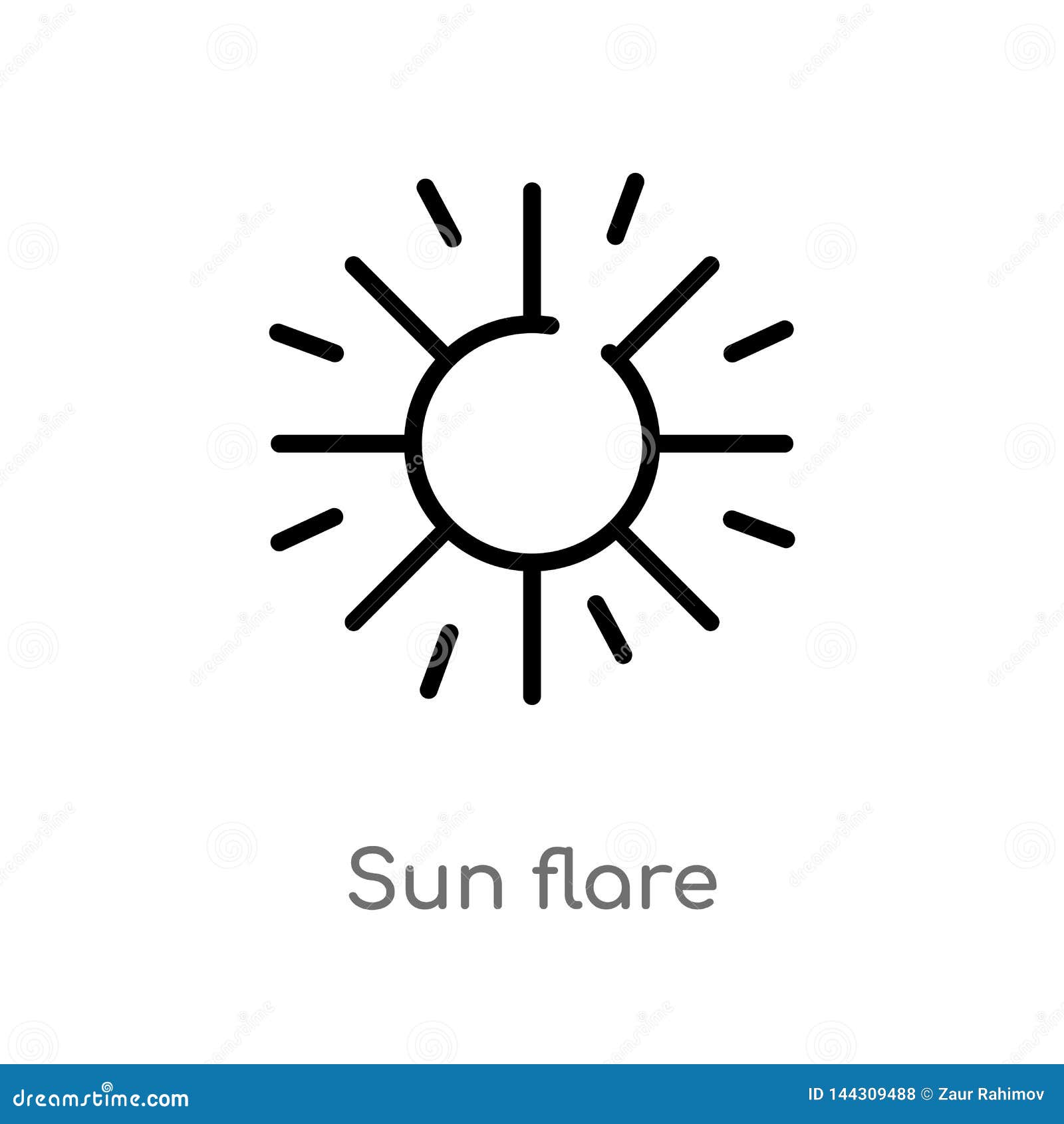 Outline Sun Flare Vector Icon. Isolated Black Simple Line Element ...
