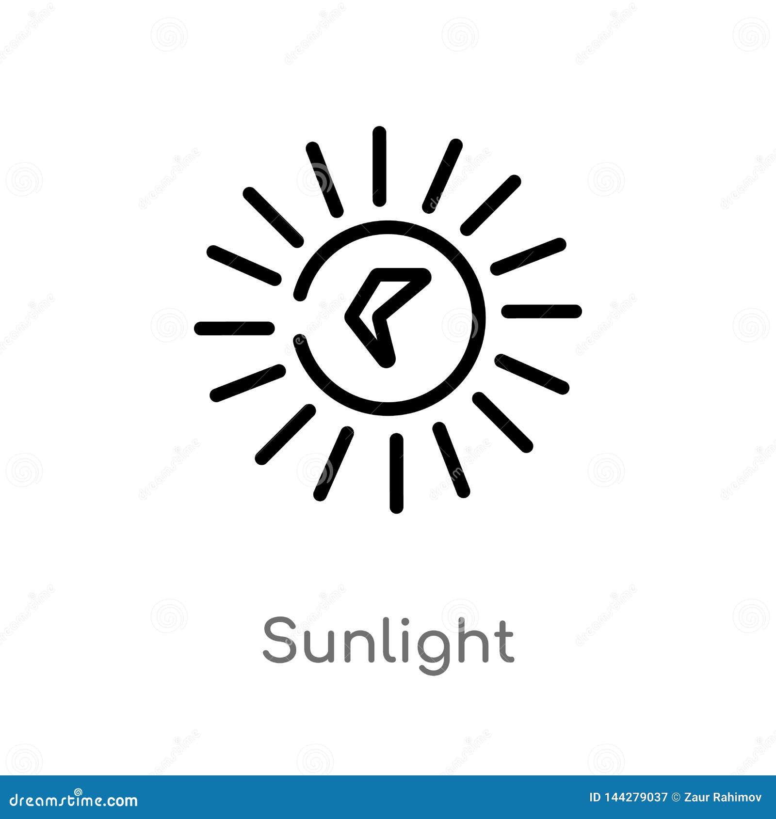 Outline Sunlight Vector Icon. Isolated Black Simple Line Element ...