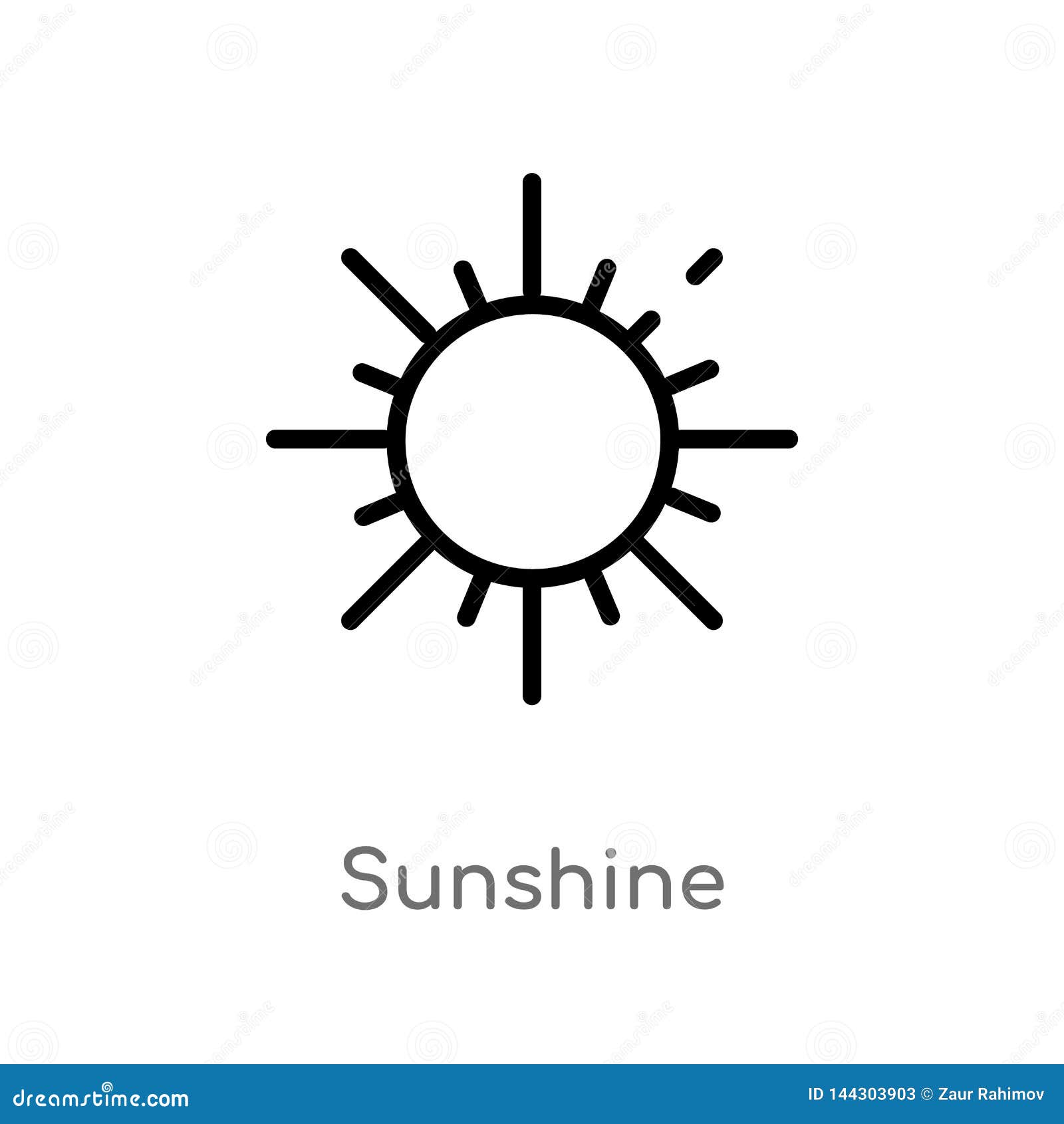 Outline Sunshine Vector Icon. Isolated Black Simple Line Element ...