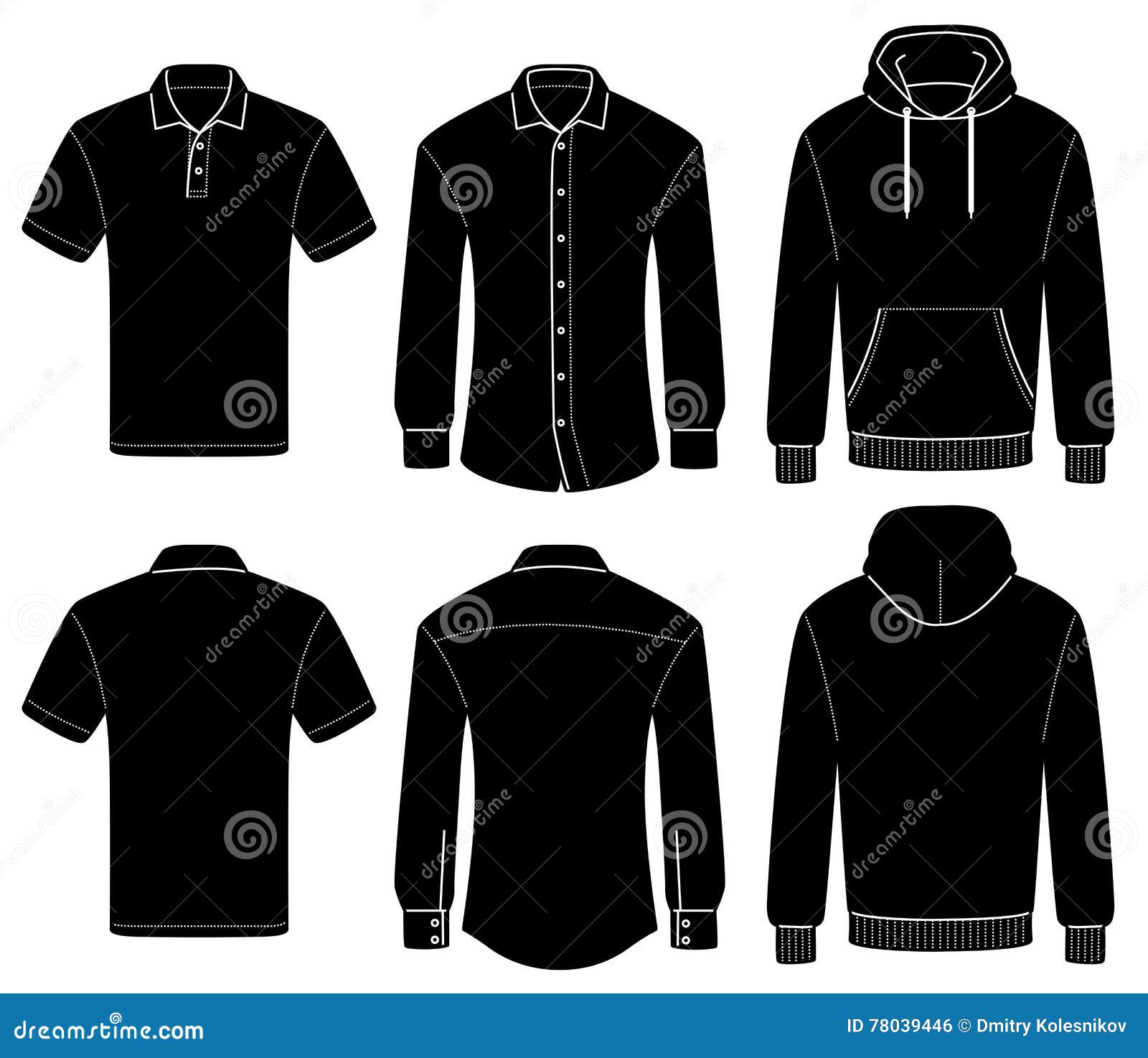 outline template polo, shirt and hoody