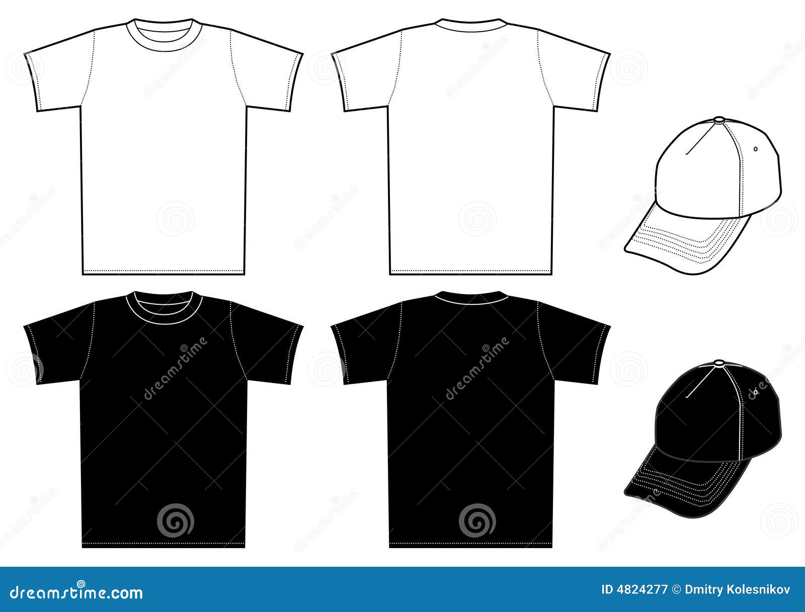 outline template shirt and cap