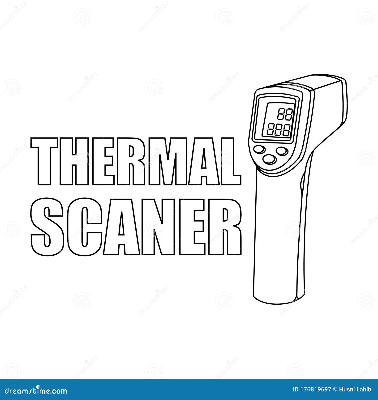 Outline Thermal Scanner Vector Illustration Stock Vector - Illustration