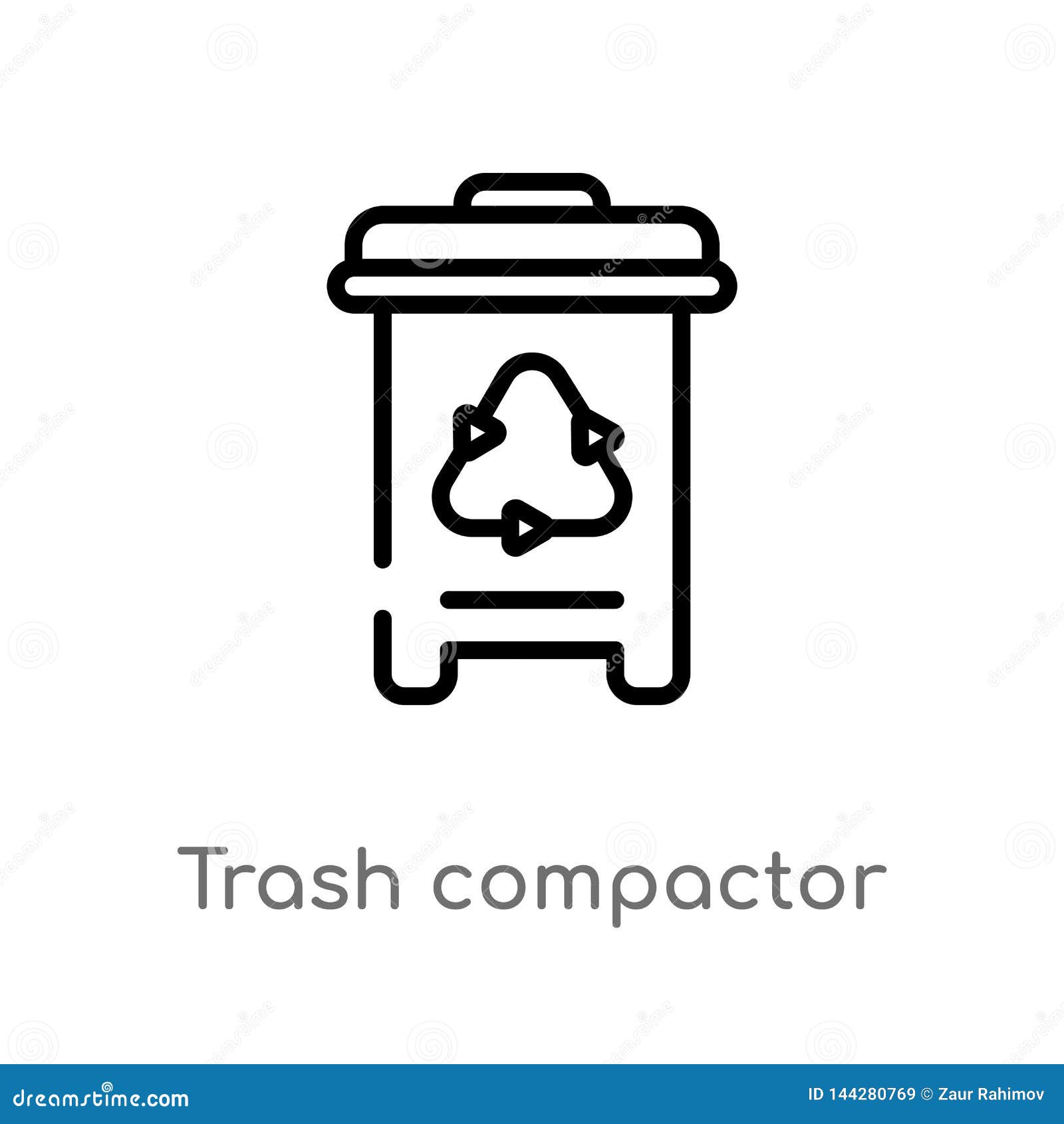 Outline Trash Compactor Vector Icon. Isolated Black Simple Line Element