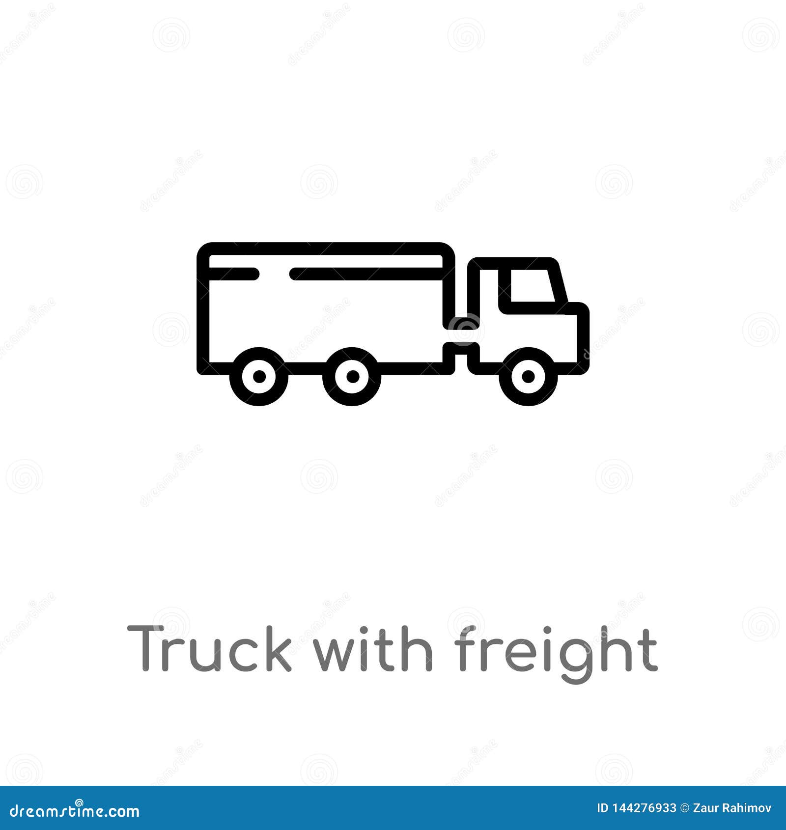 Outline Truck with Freight Vector Icon. Isolated Black Simple Line