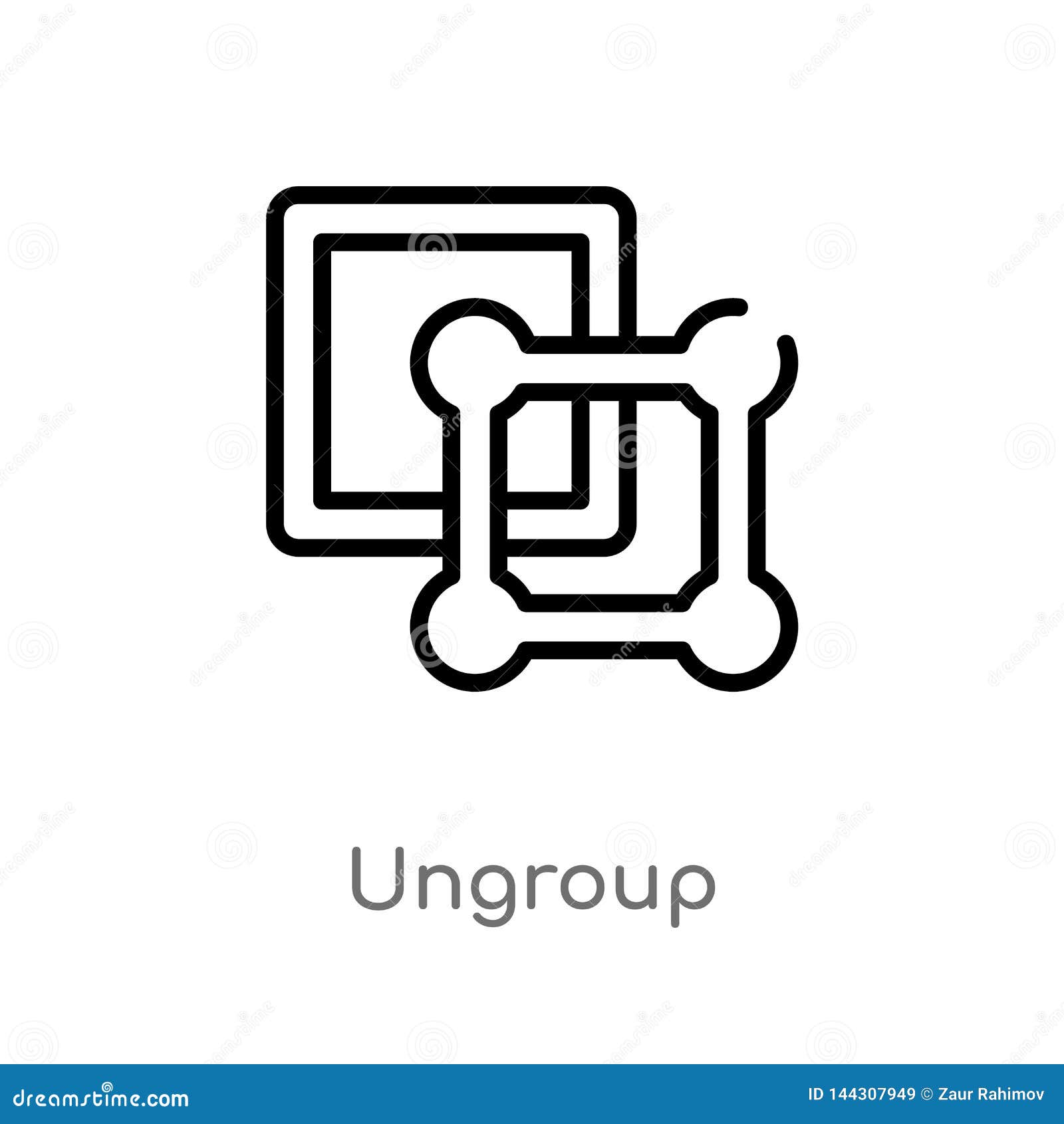 outline ungroup  icon.  black simple line   from geometry concept. editable  stroke ungroup