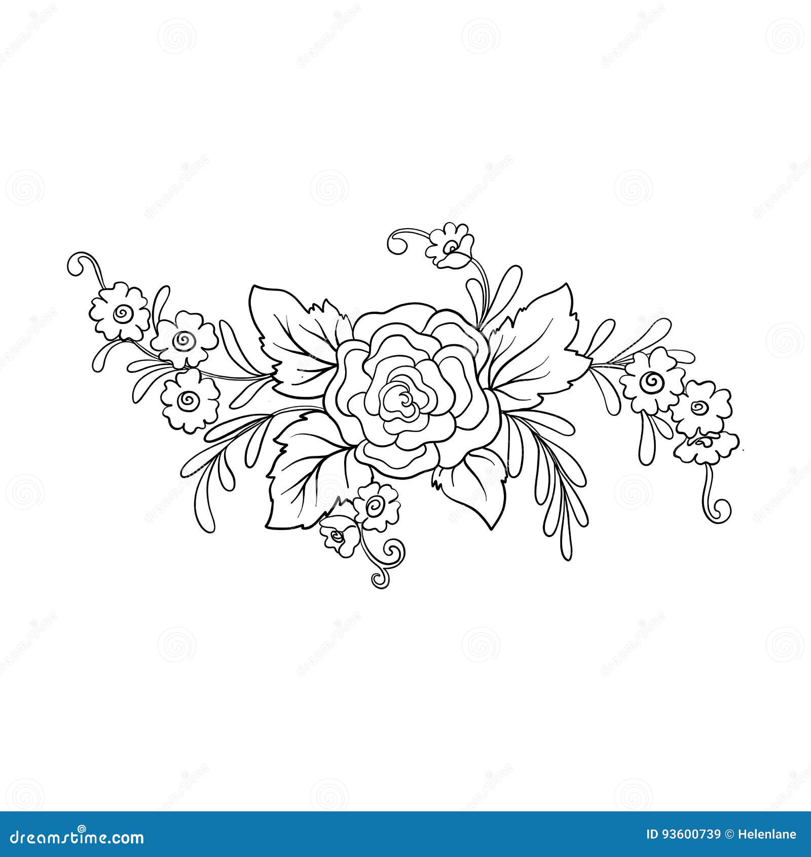 Outline Vintage Flowers Bouquet Or Pattern Stock Vector Illustration Of Baroque Floral 93600739