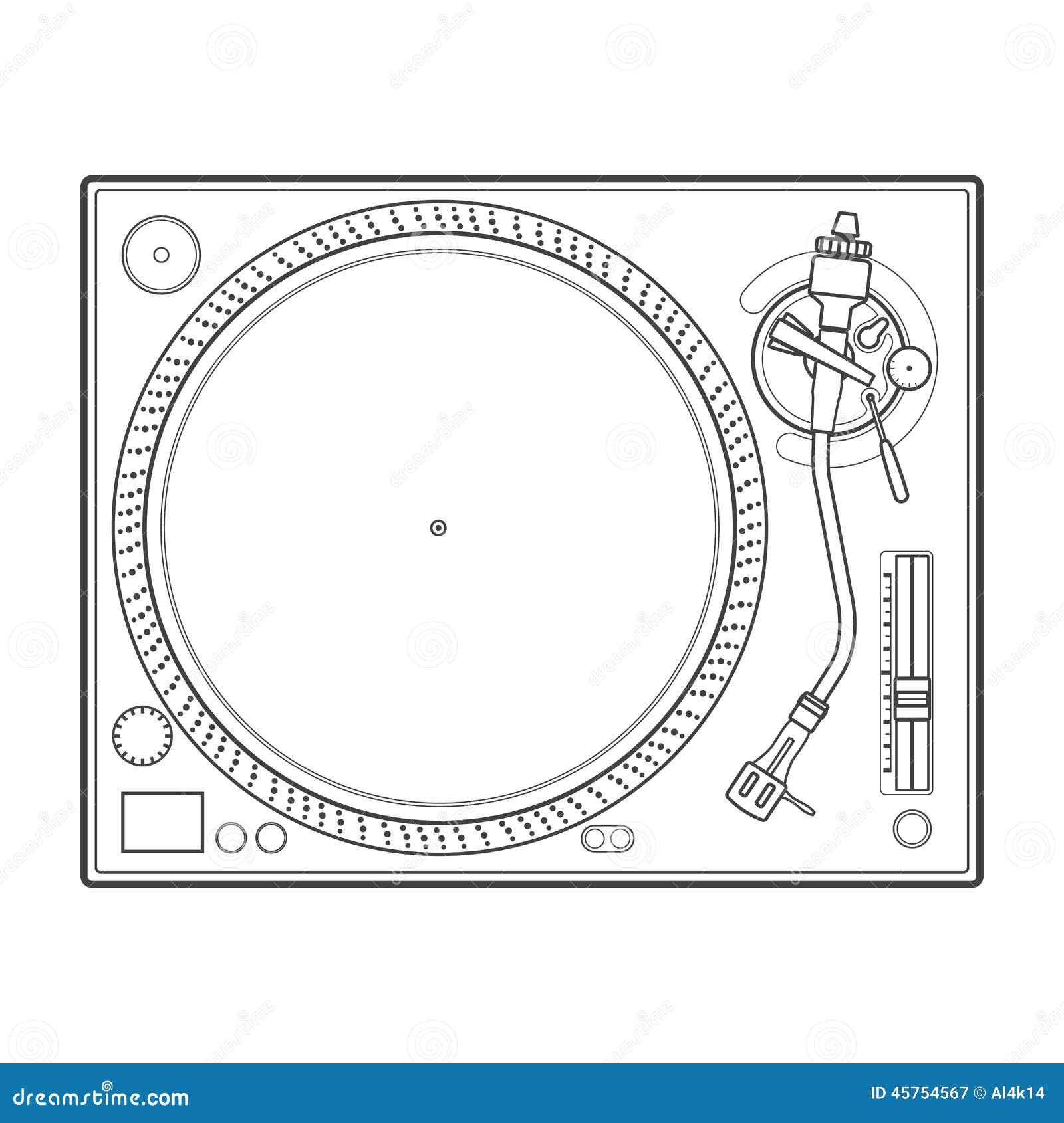 Outline vinyl turntable stock vector. Illustration of instrument - 45754567