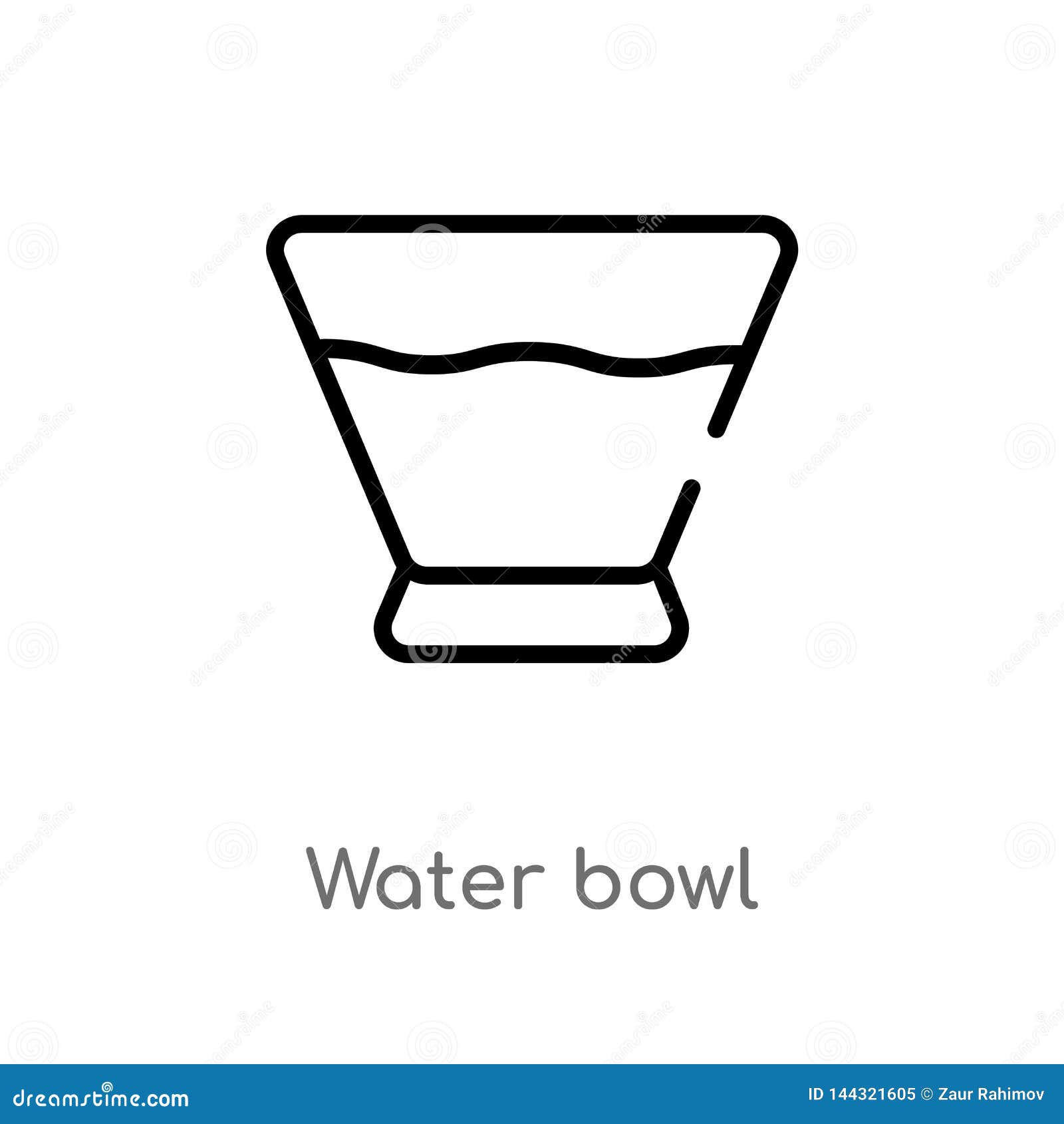 Outline Water Bowl Vector Icon. Isolated Black Simple Line Element