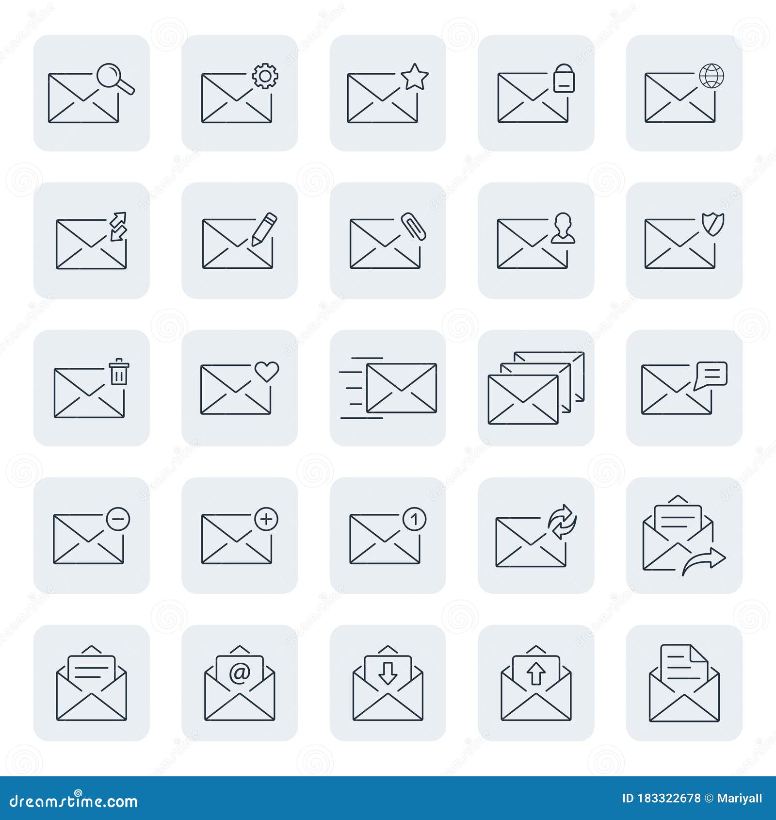 Outline Web Icon Set,email,message.Vector Symbols. Vector Illustration