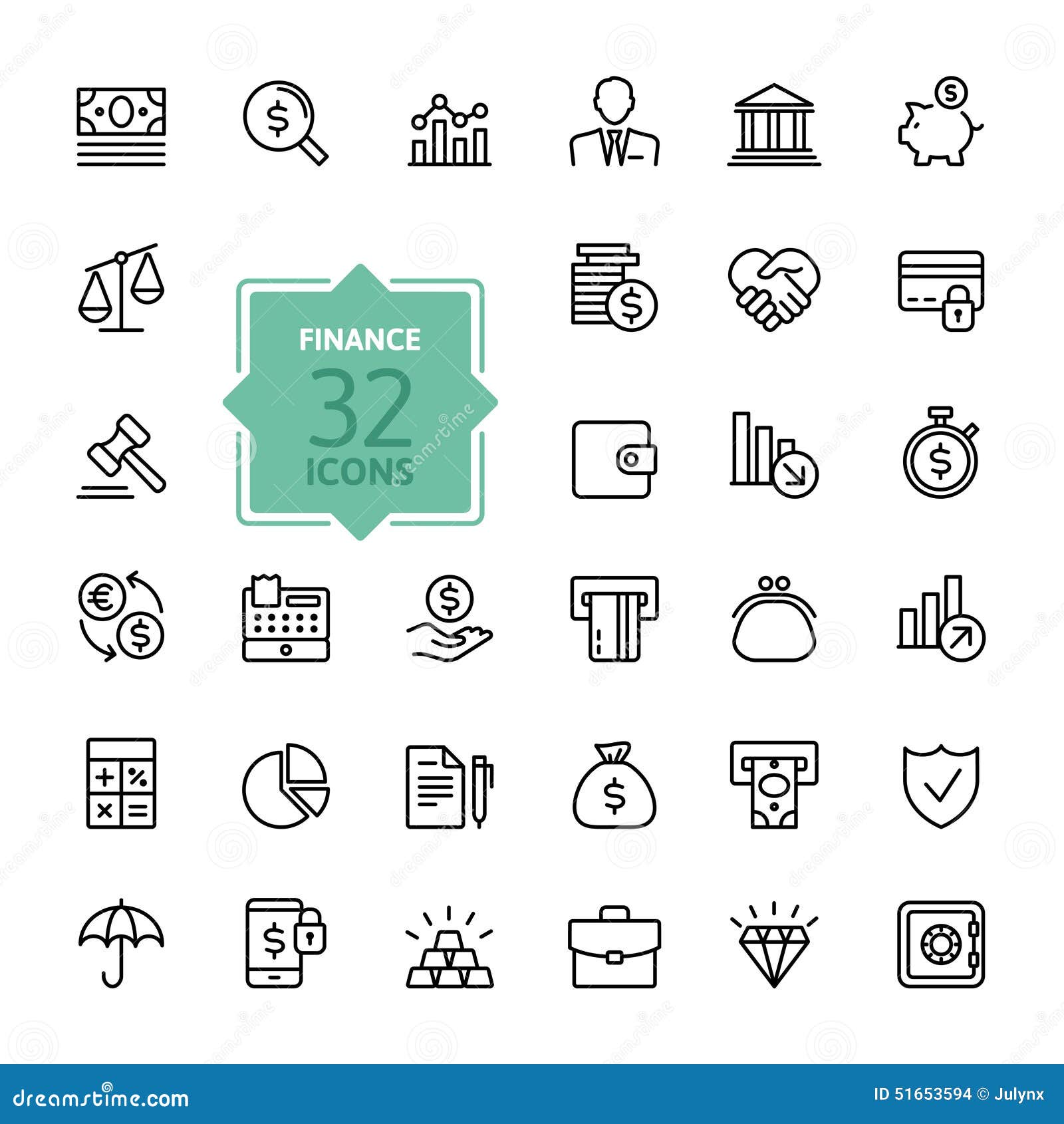 outline web icons - money, finance, payments