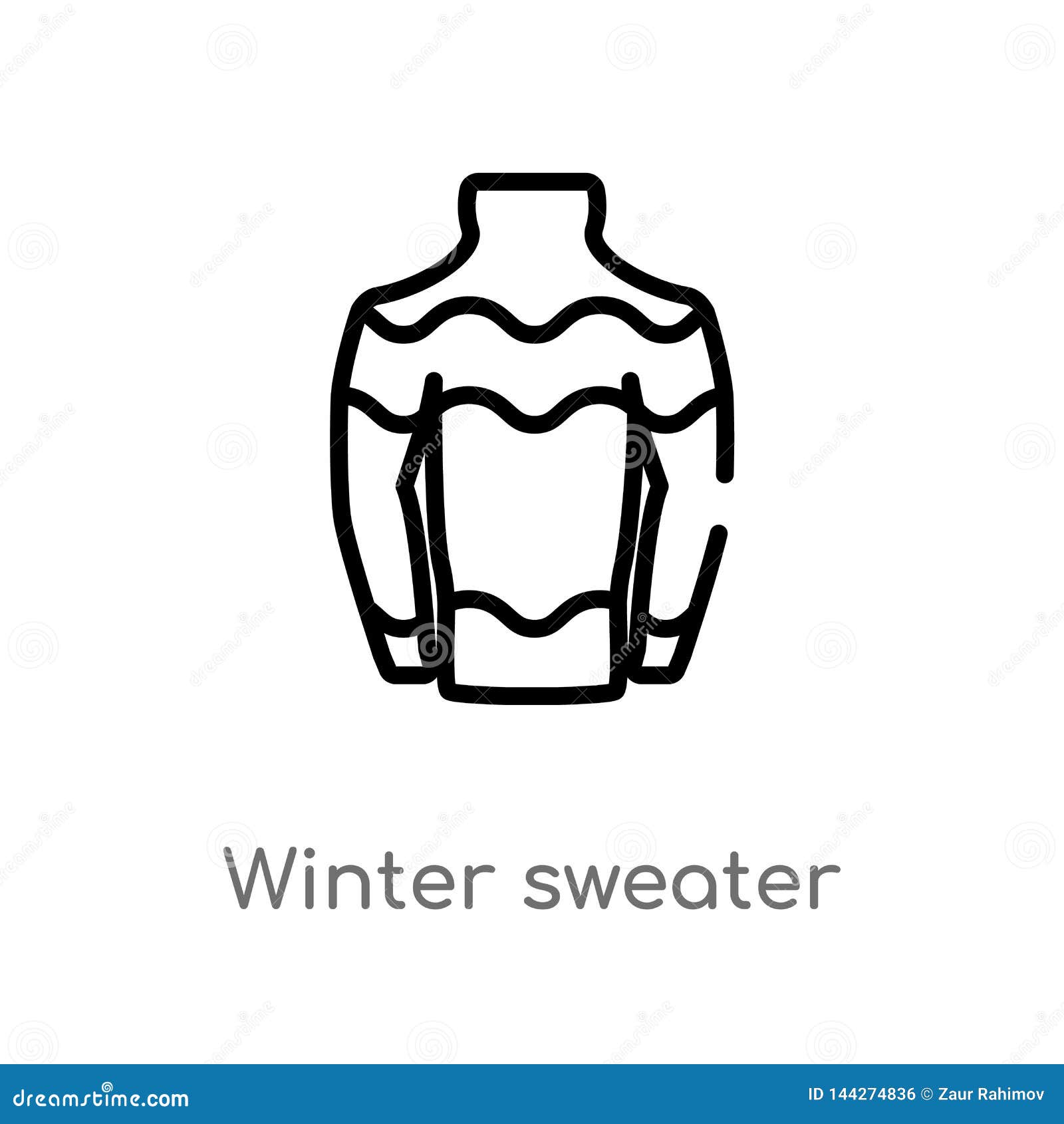 Outline Winter Sweater Vector Icon. Isolated Black Simple Line Element ...