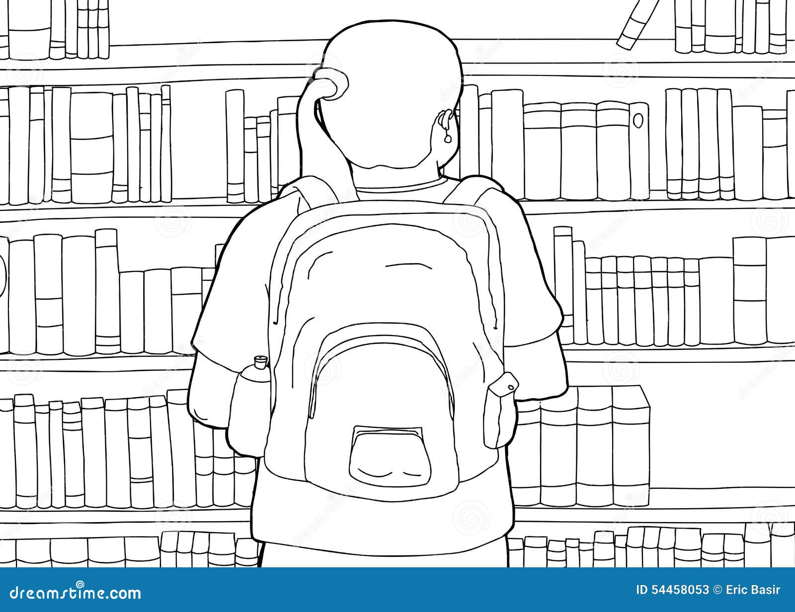 Outline Of Woman With Backpack At Library Stock Illustration Illustration Of Space Person 54458053