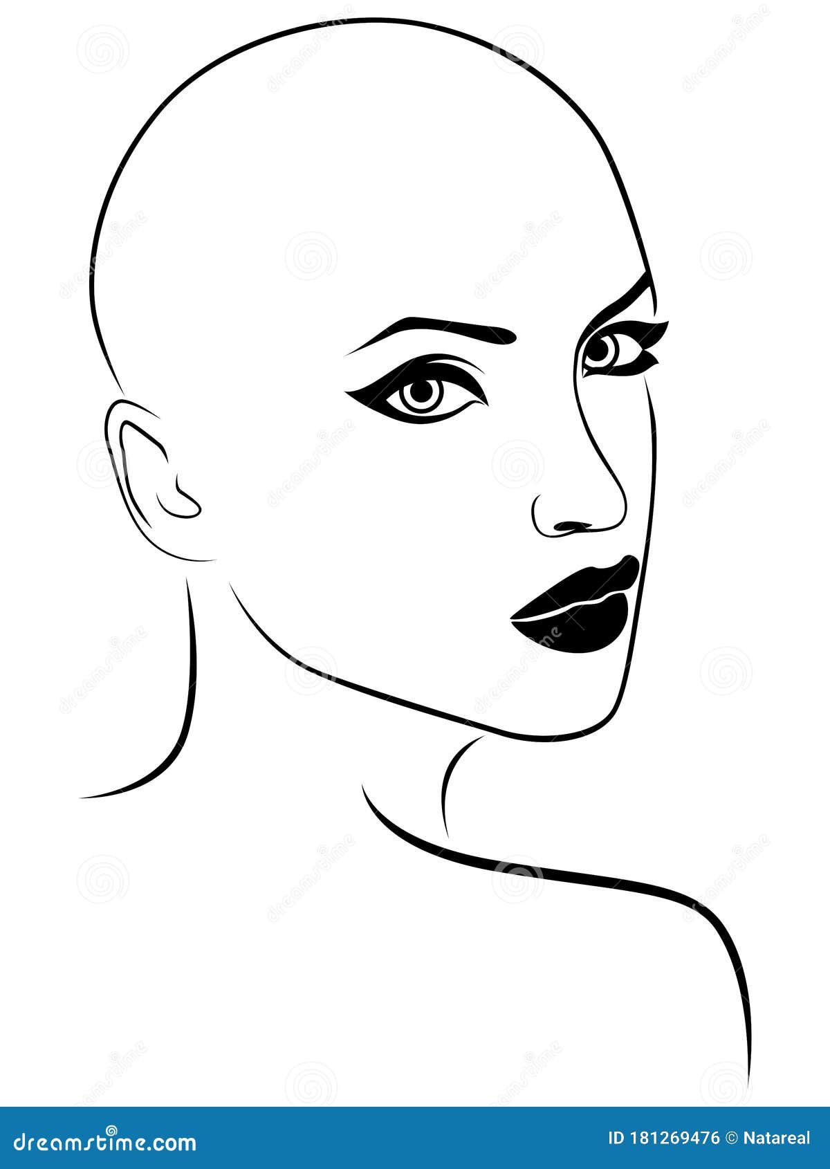 Outline of woman face stock vector. Illustration of model - 181269476