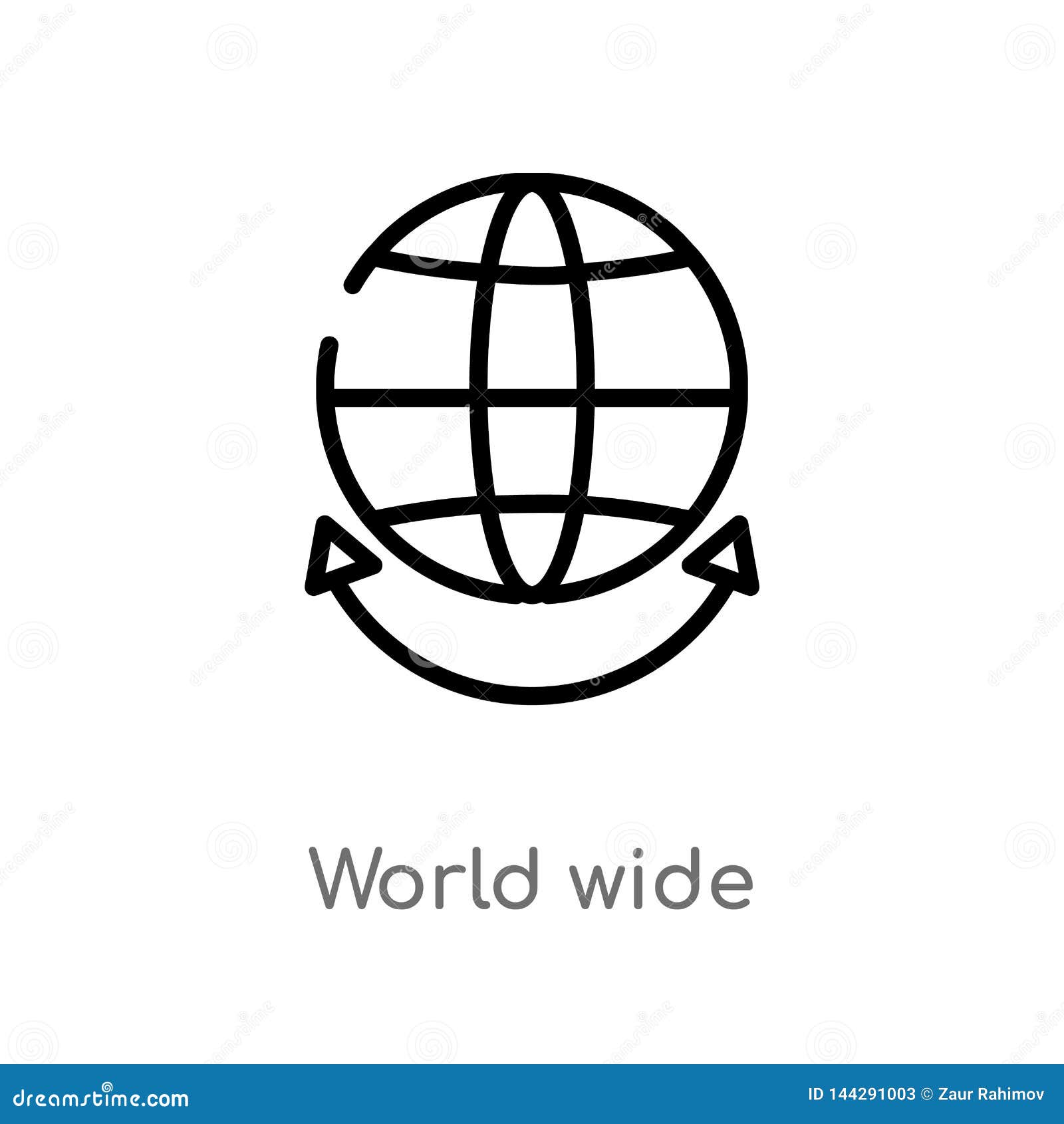 Outline World Wide Vector Icon. Isolated Black Simple Line Element