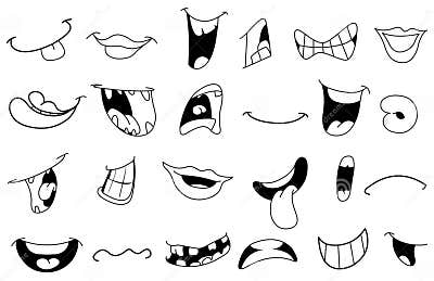 Outlined cartoon mouths stock vector. Illustration of black - 24823780