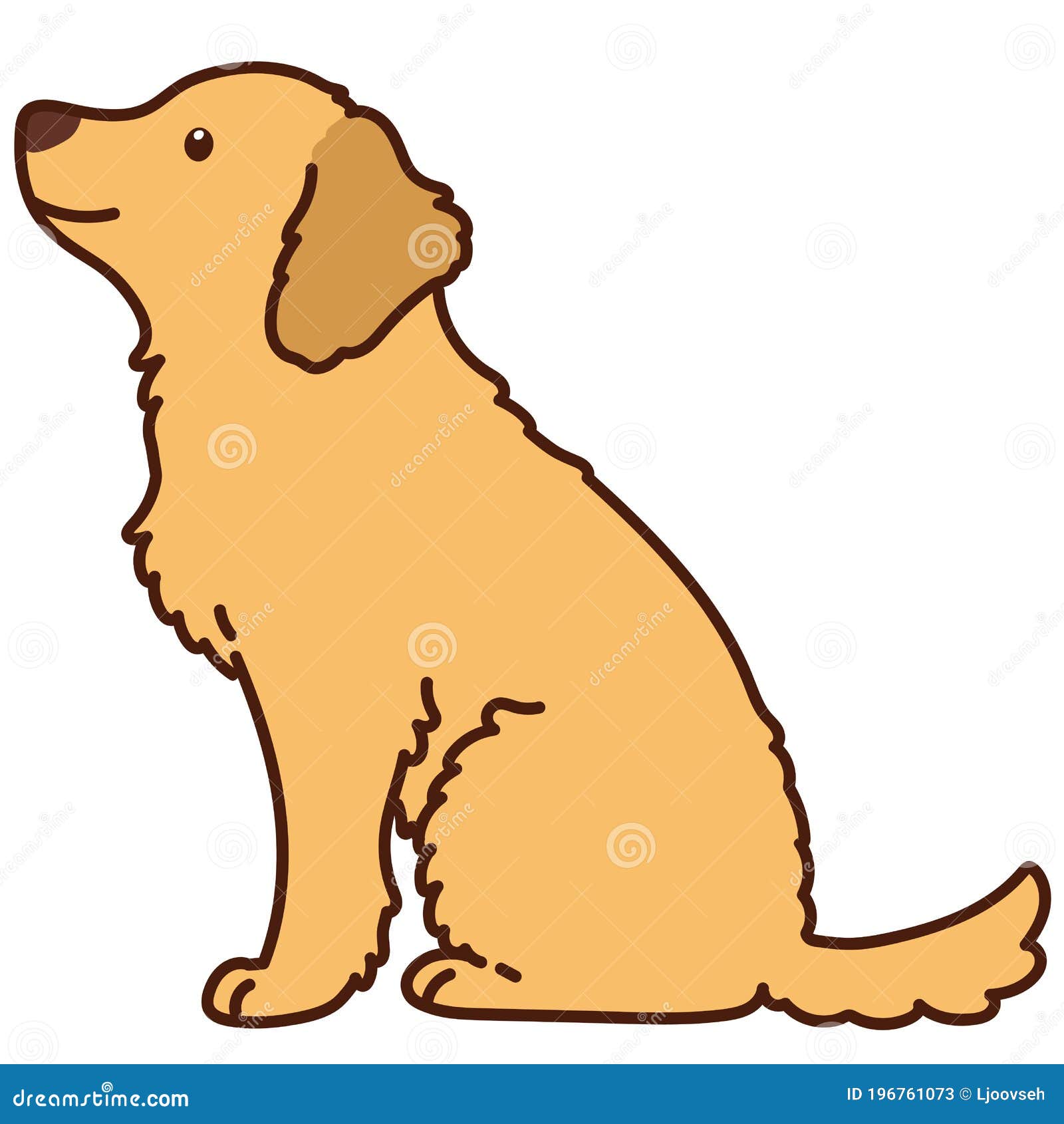 Outlined Cute Golden Retriever Sitting in Side View Stock Vector ...